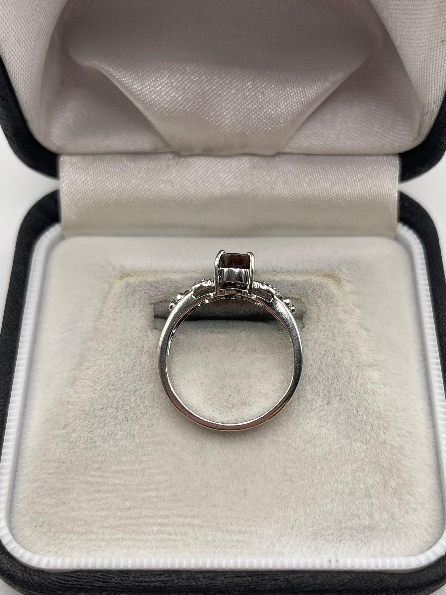 9ct white gold opal and zircon ring