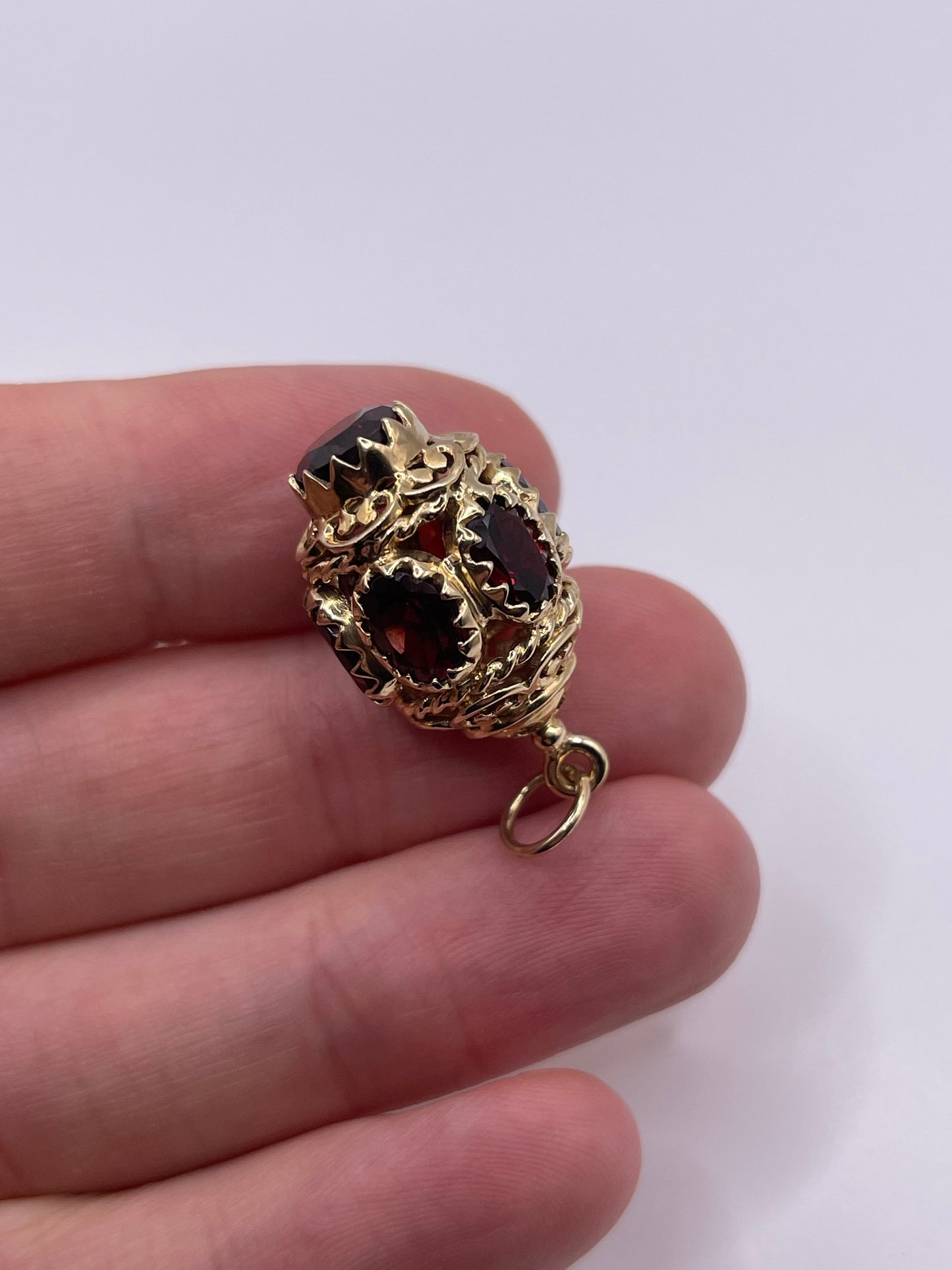 9ct gold garnet lantern pendant