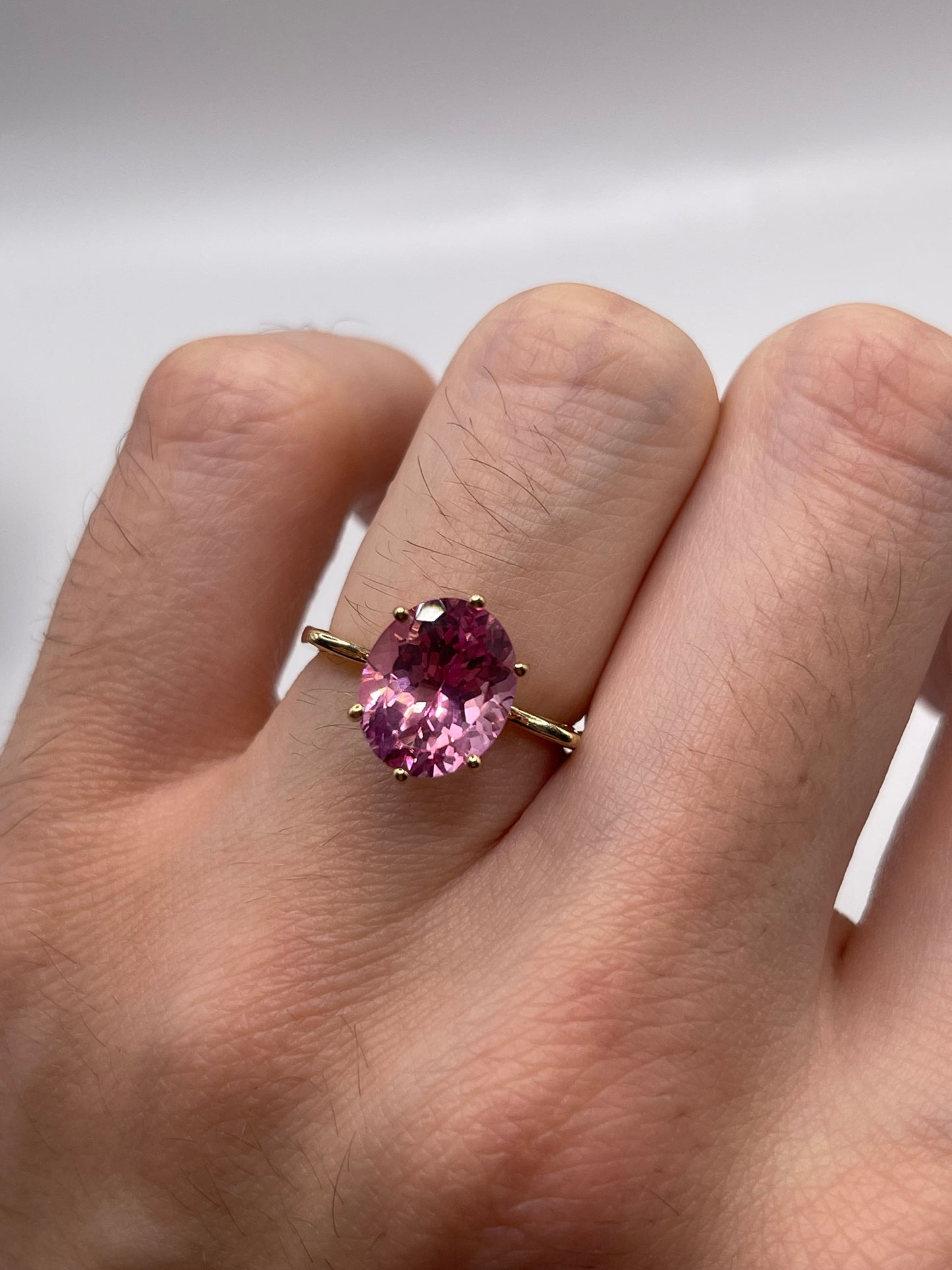 9ct gold pink topaz ring