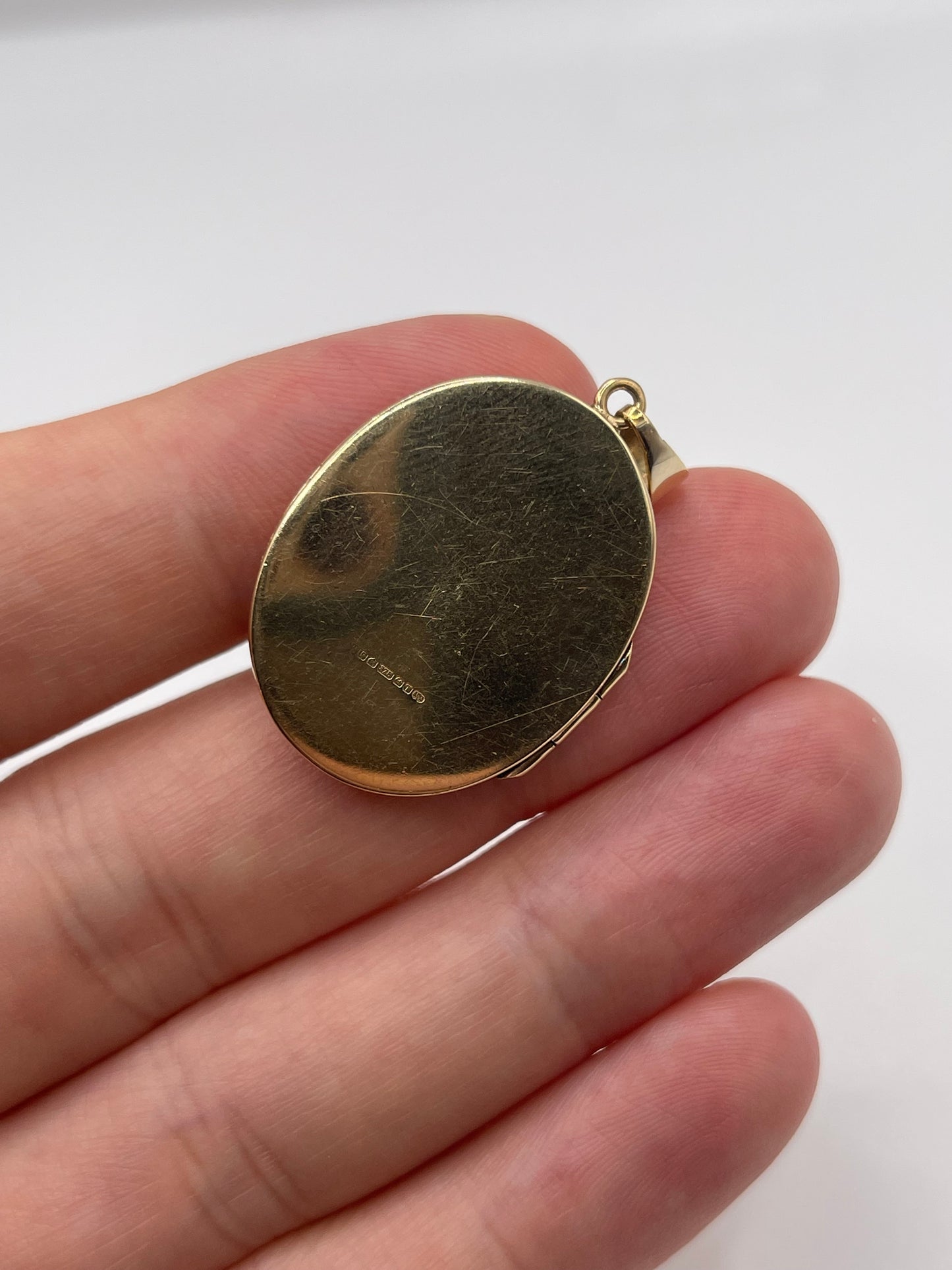 Heavy 9ct gold enamelled locket pendant
