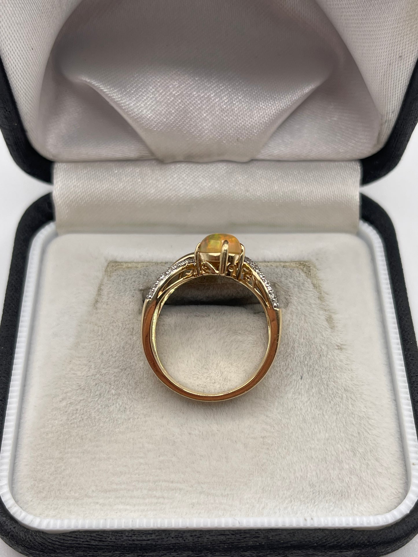 LeVian 14ct rose gold opal and diamond ring