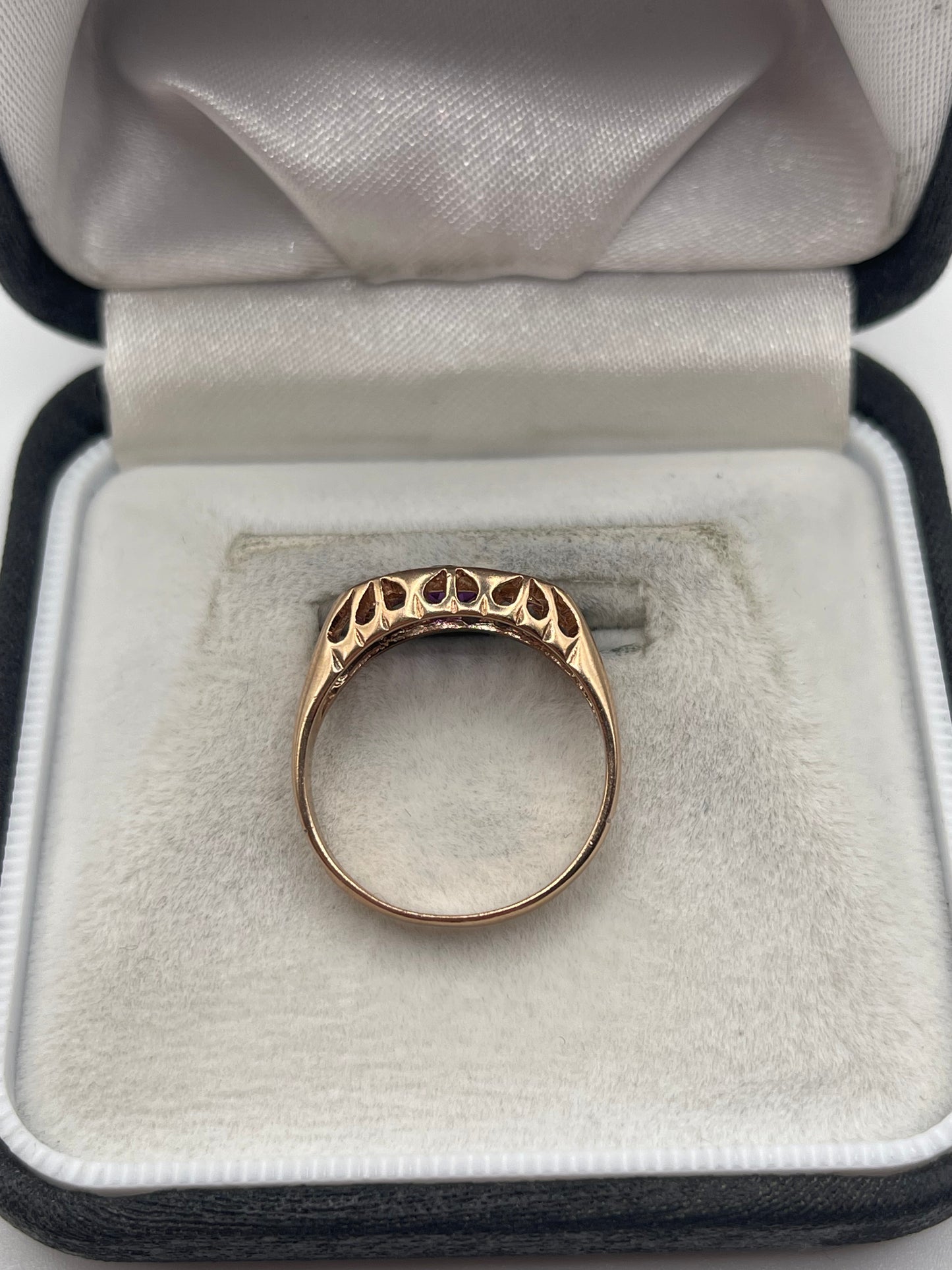 9ct rose gold amethyst and diamond ring