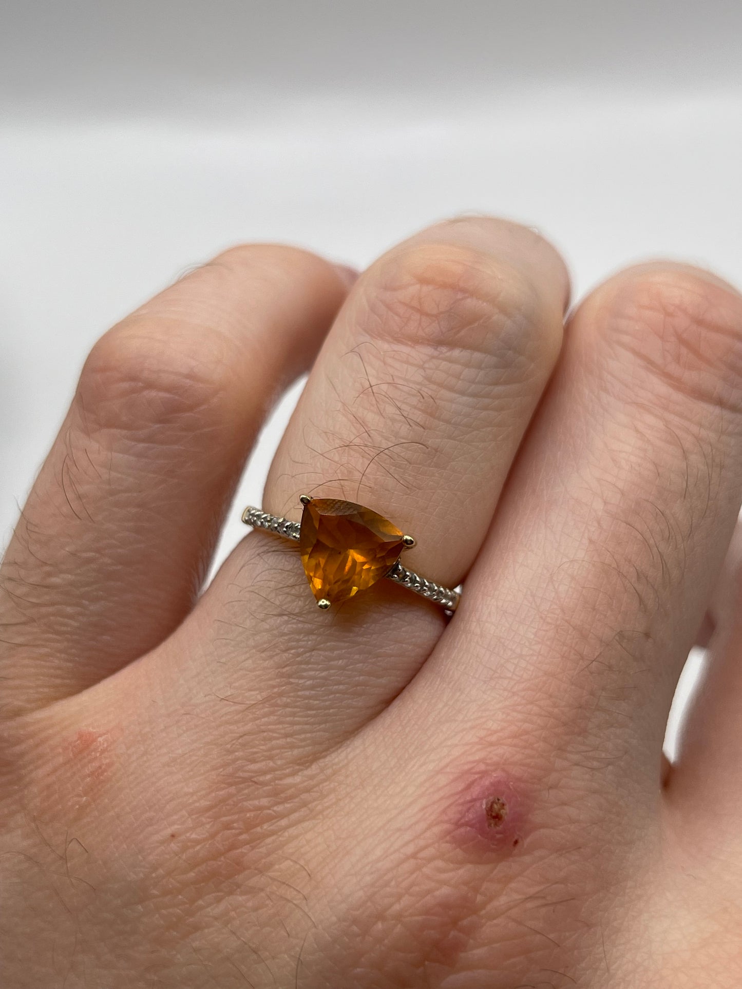 9ct gold fire opal and zircon ring