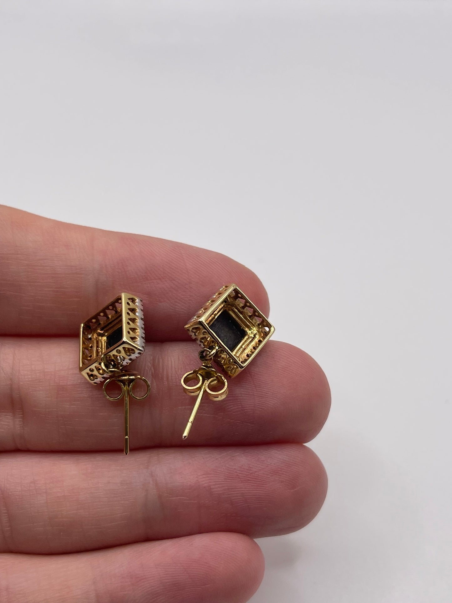 14ct gold ammolite and diamond earrings