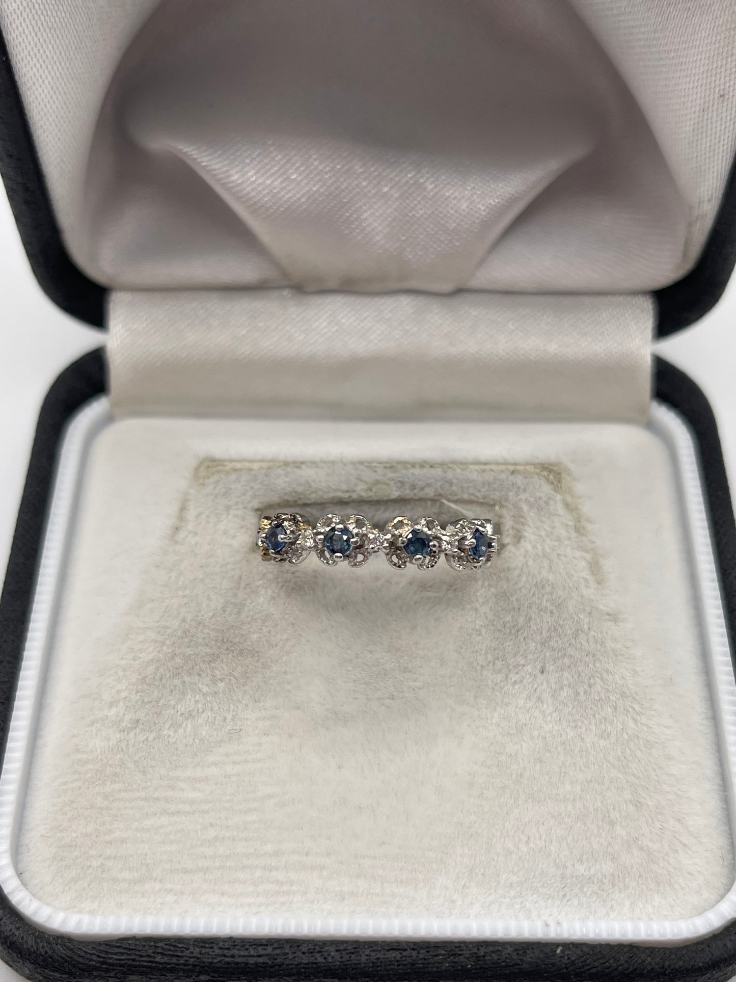 9ct two tone gold sapphire and diamond ring