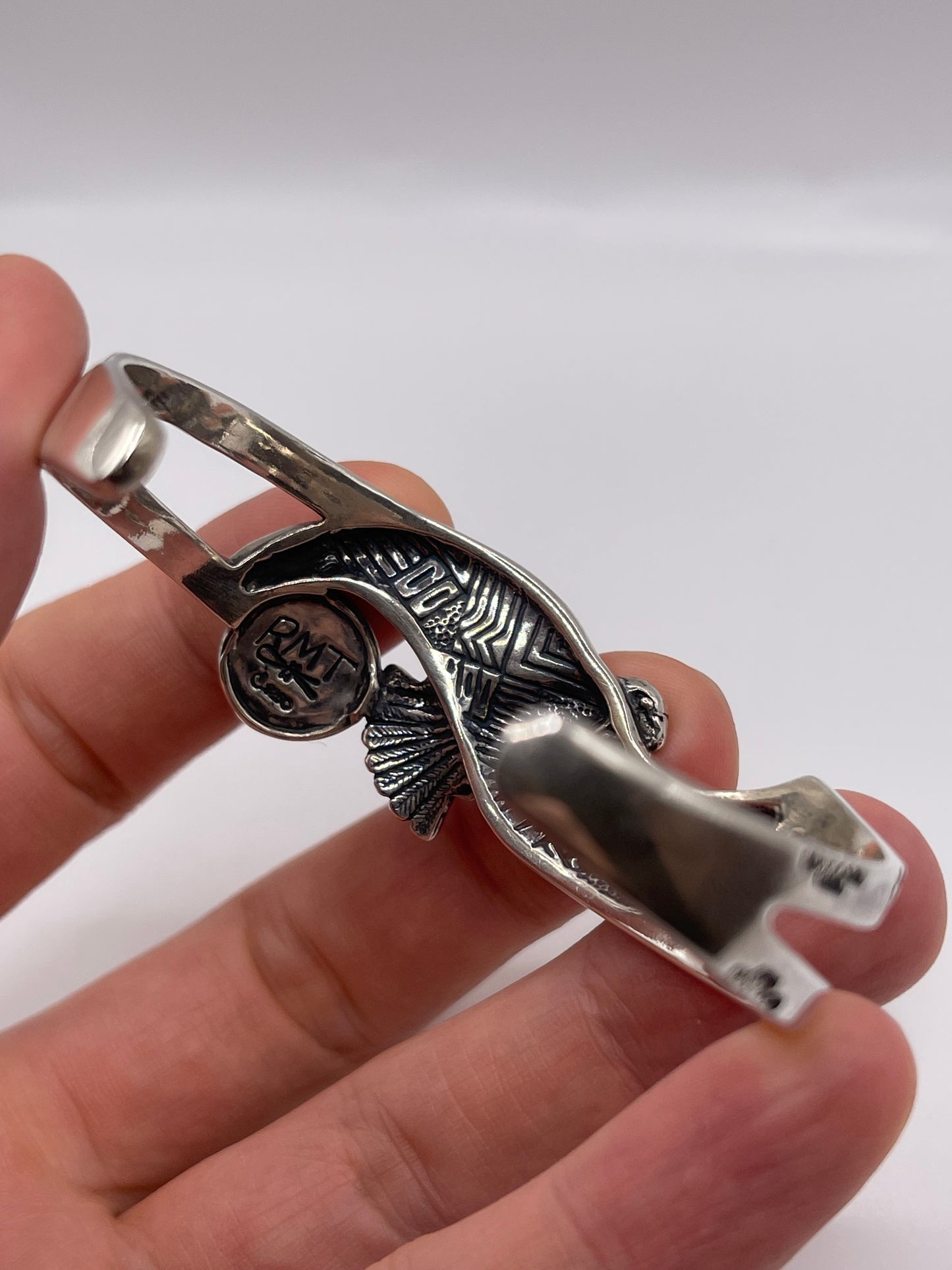 Silver turquoise eagle bangle