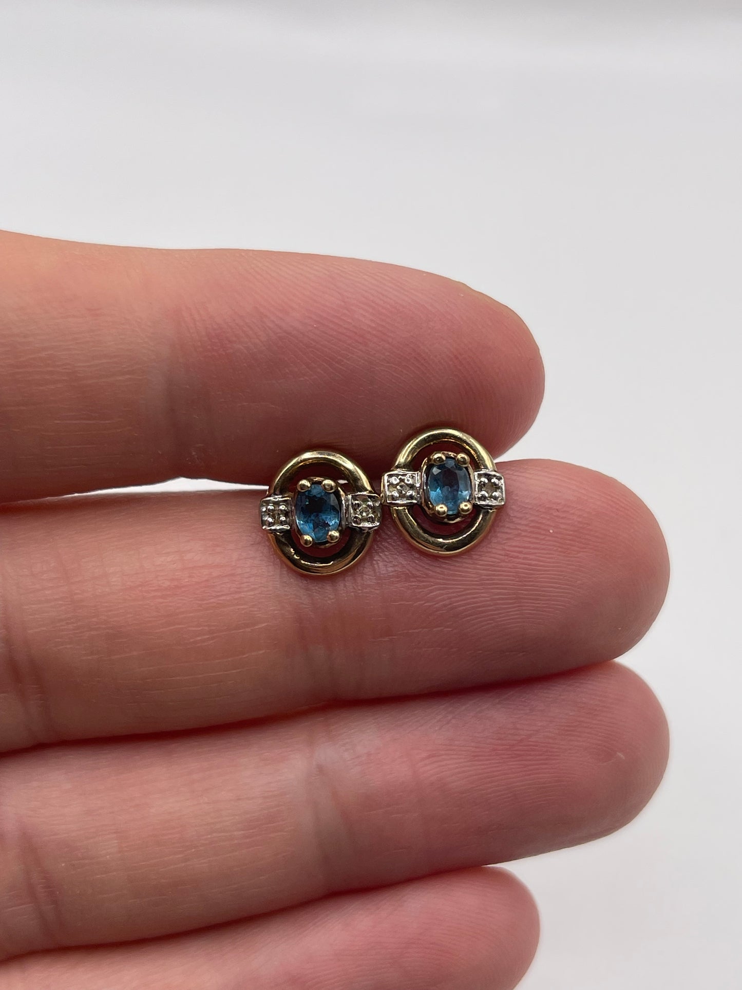 9ct gold topaz and diamond earrings