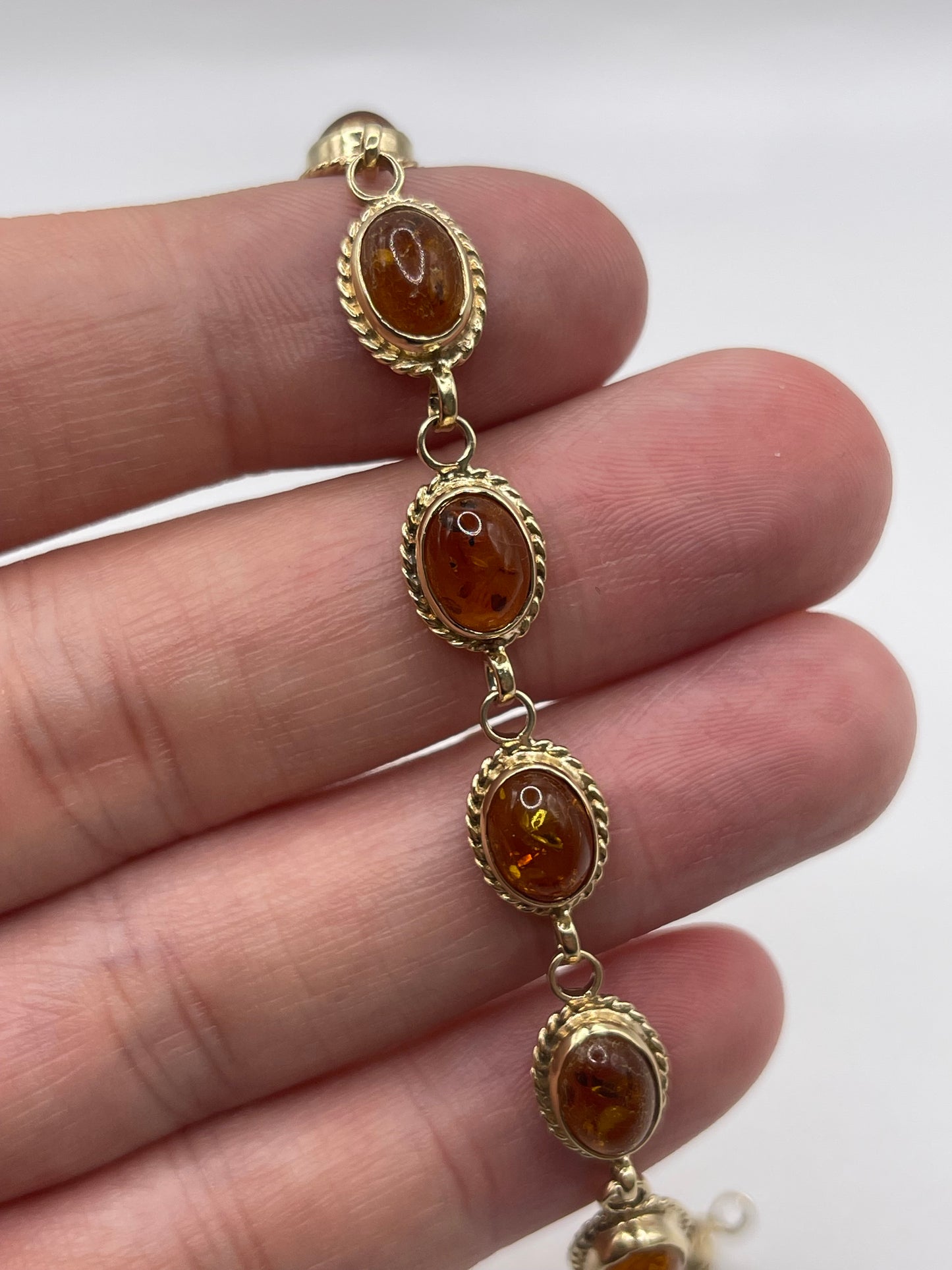 9ct gold amber bracelet