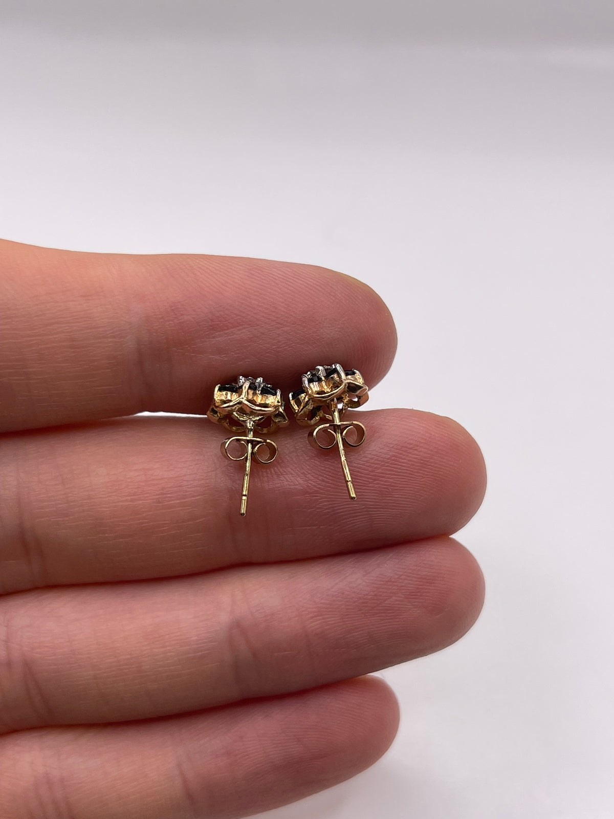 9ct gold sapphire and diamond earrings