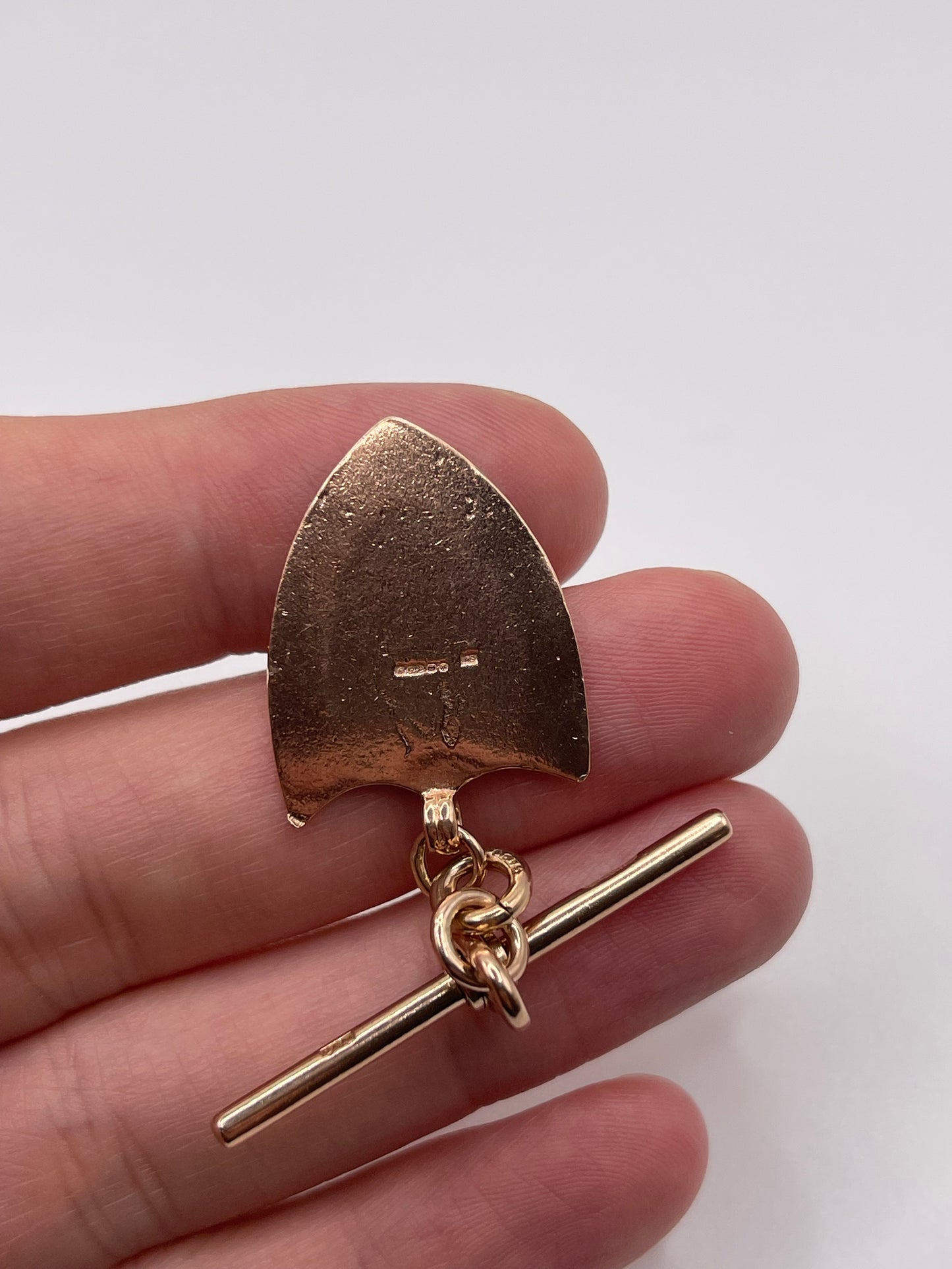9ct rose gold shield fob and T bar pendant