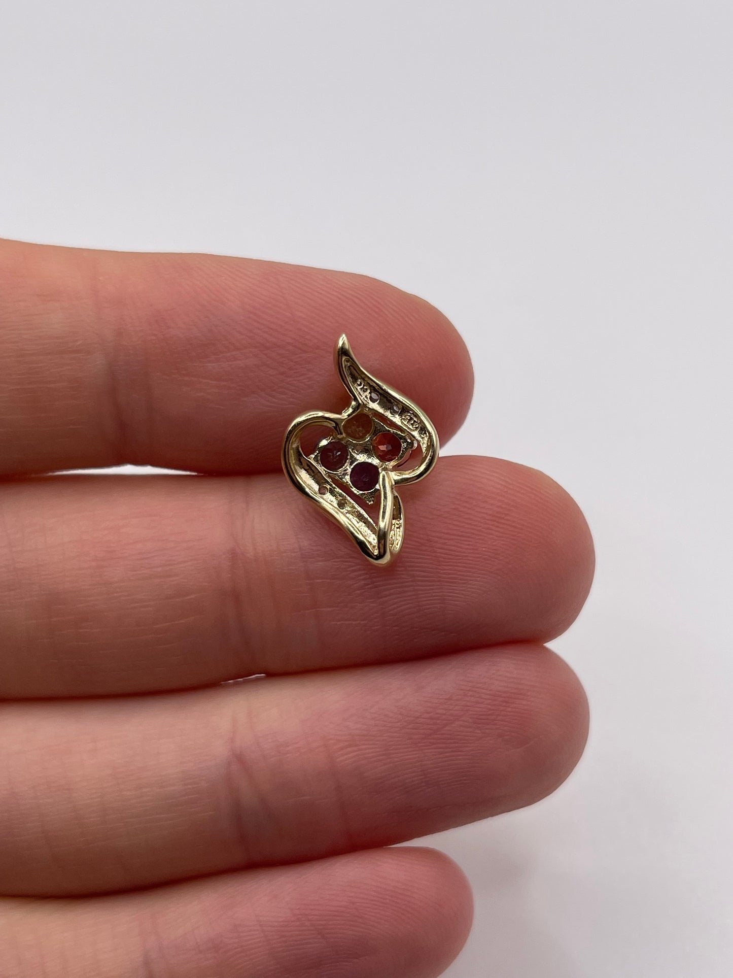 9ct gold multi gemstone and diamond pendant