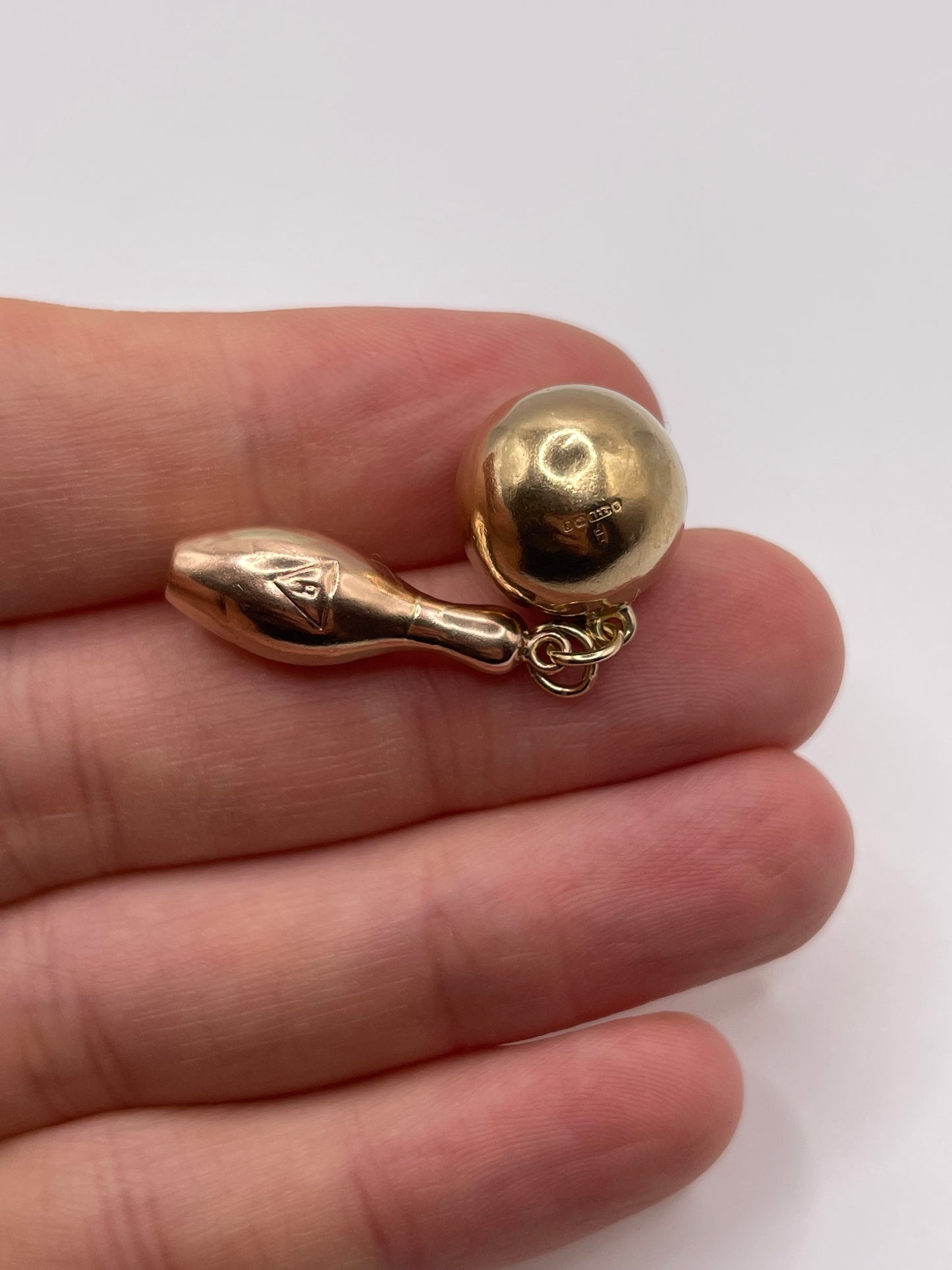 9ct two tone ten pin bowling charm