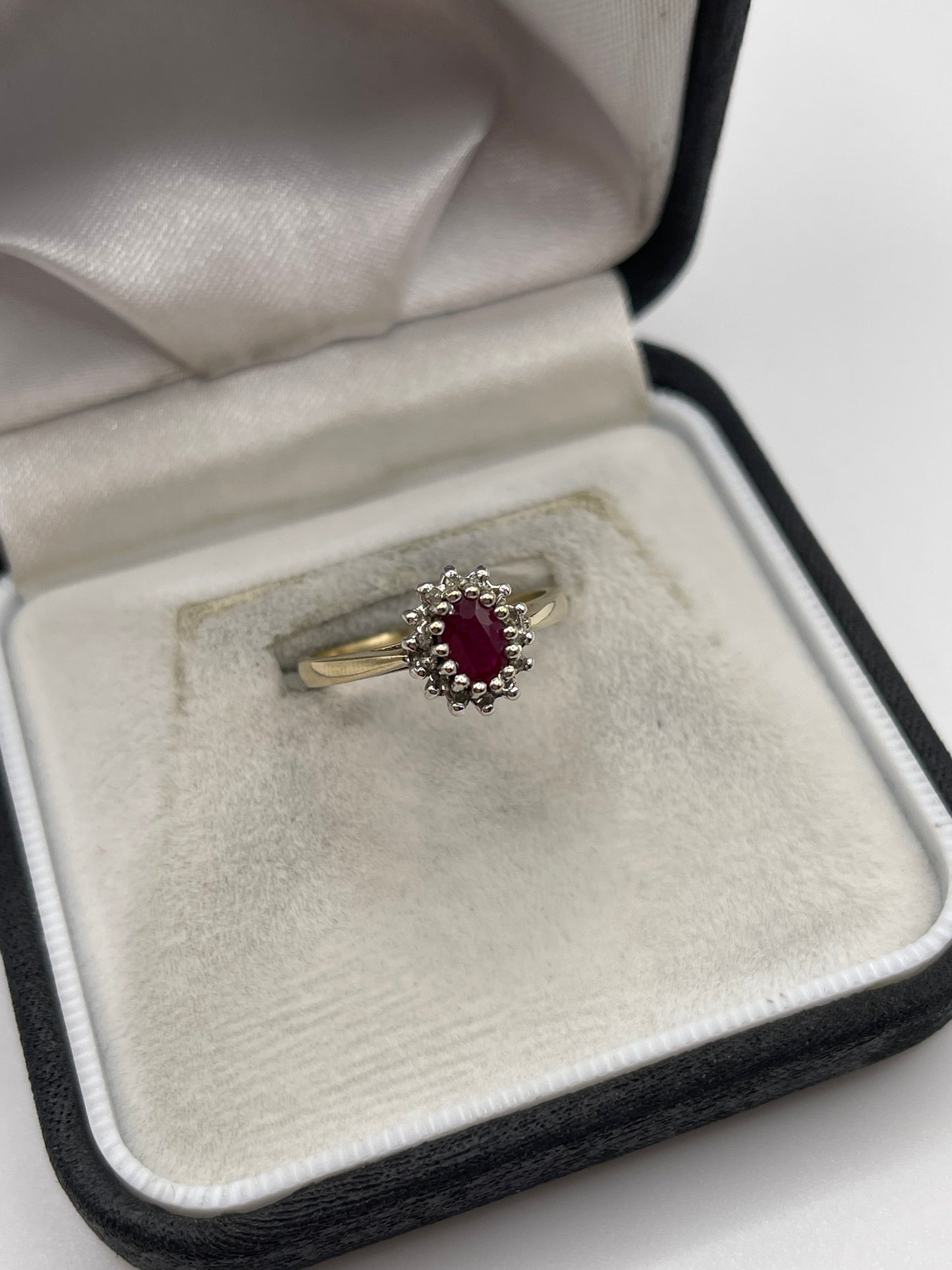 9ct gold ruby and diamond ring