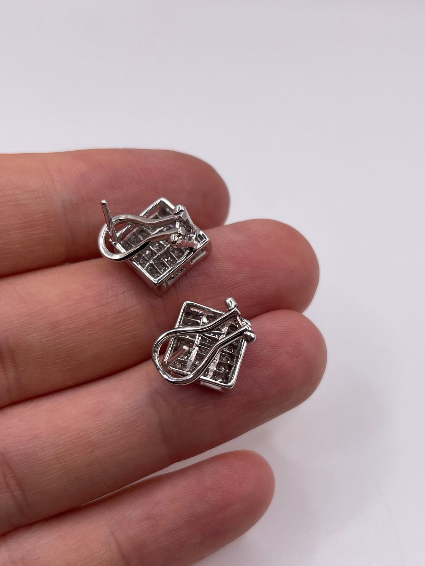 18ct white gold diamond cluster earrings