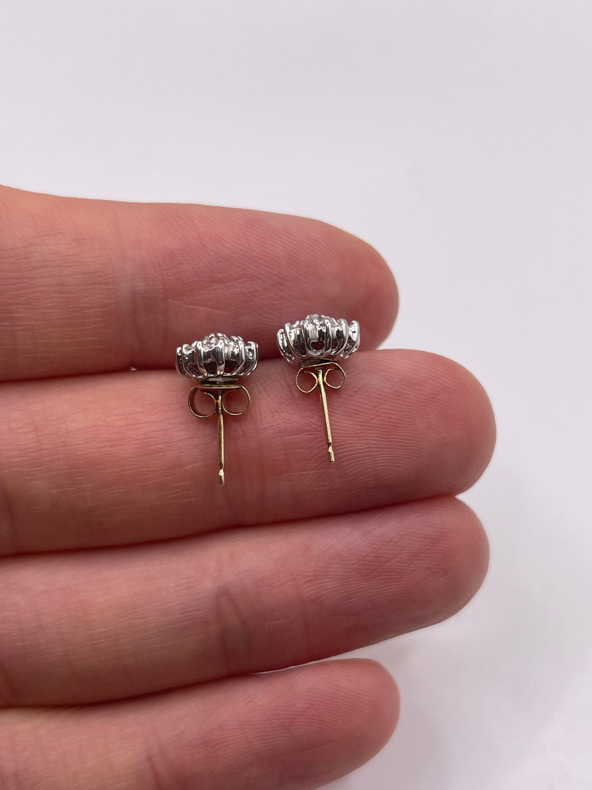 9ct gold diamond cluster earrings