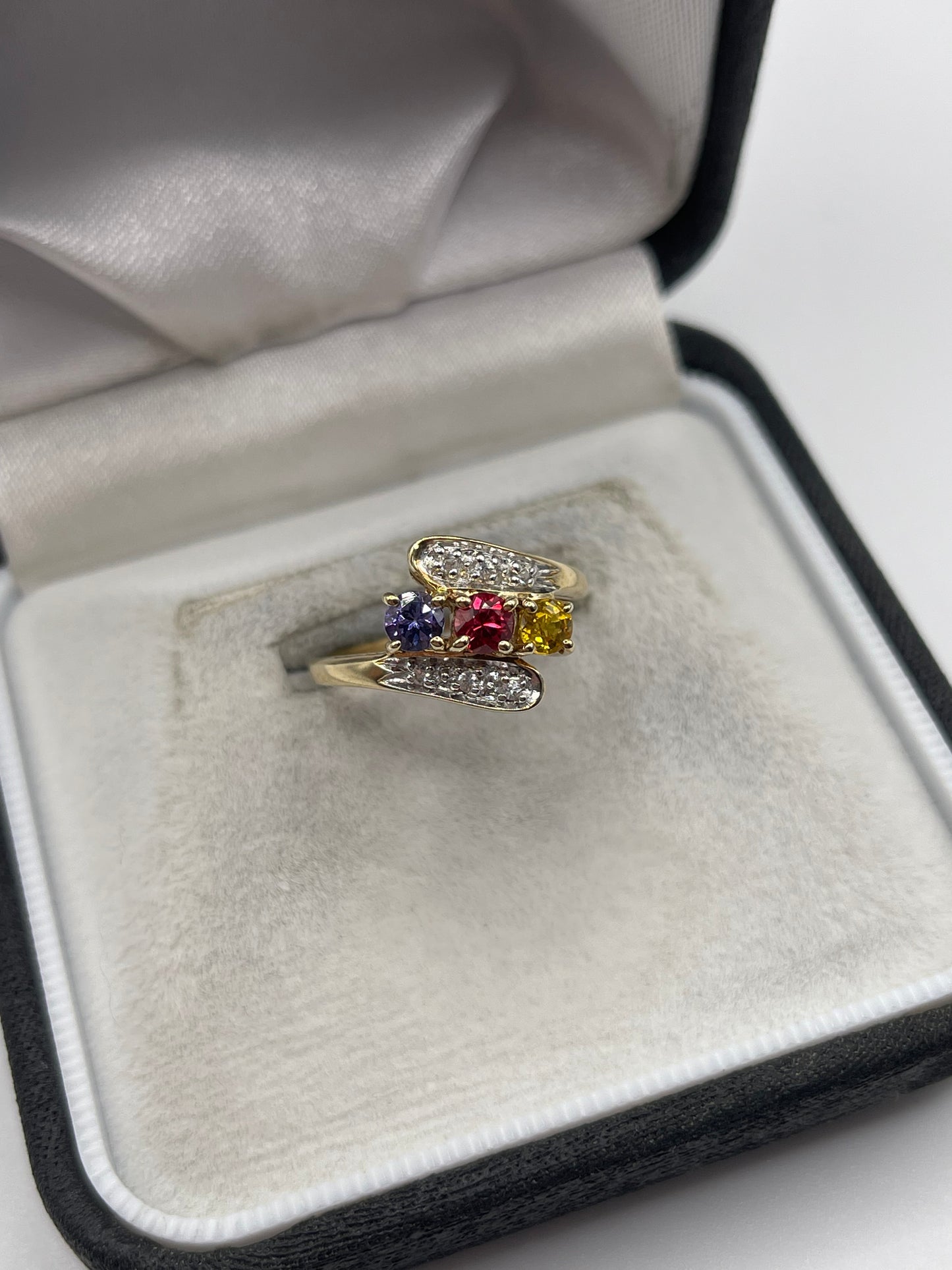 9ct gold multi-gem and zircon ring