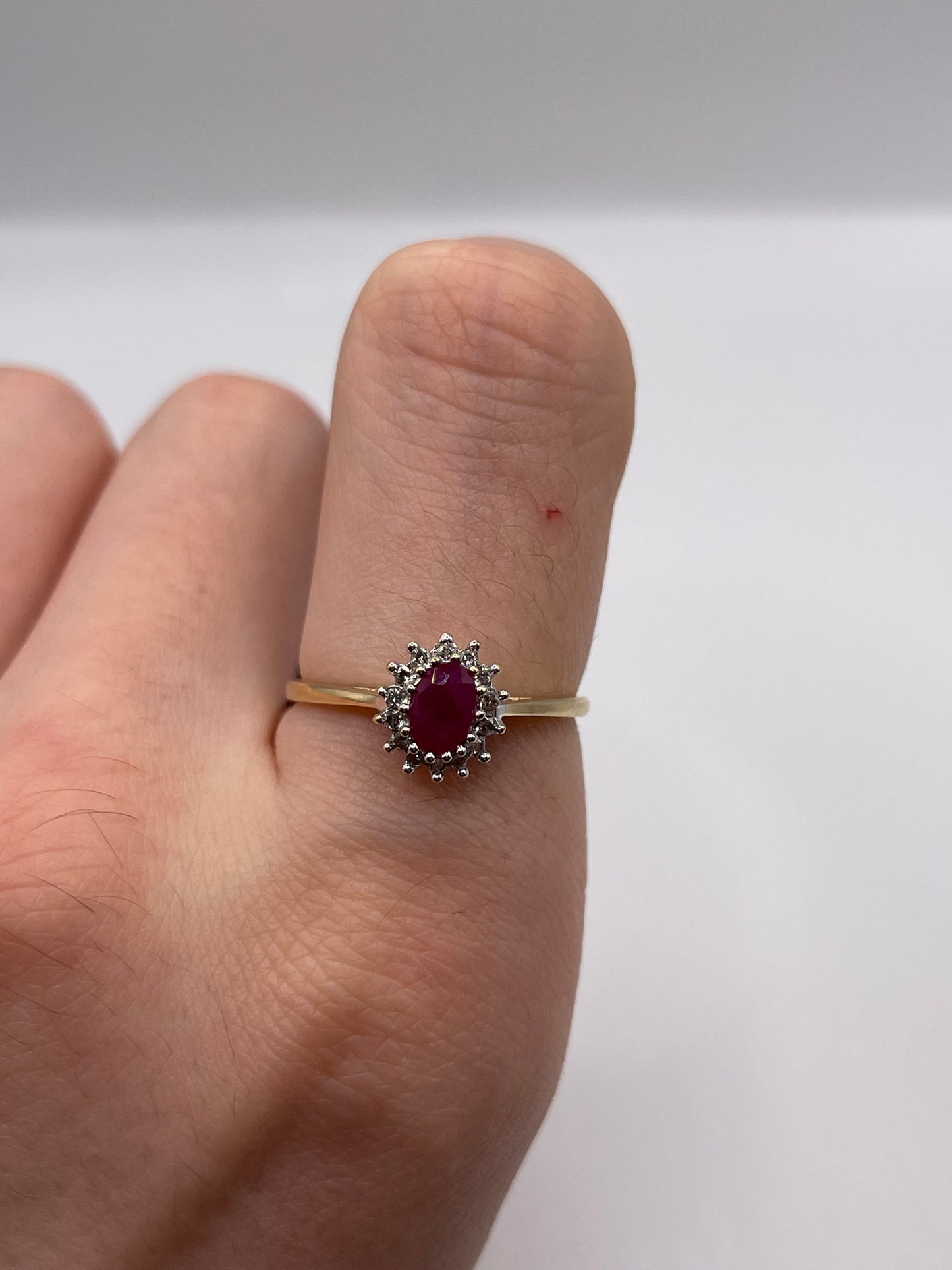 9ct gold ruby and diamond ring