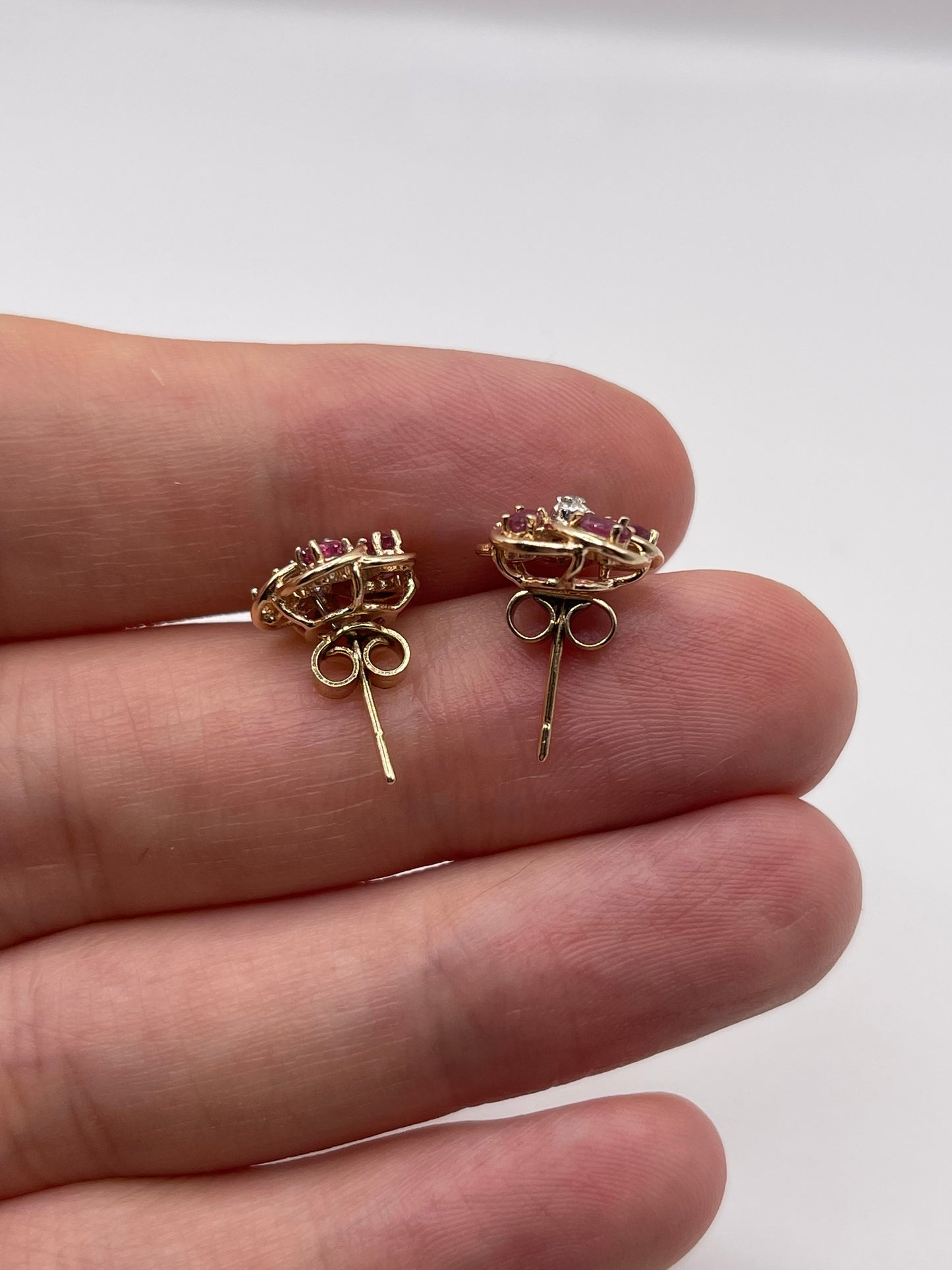 9ct gold ruby and diamond earrings