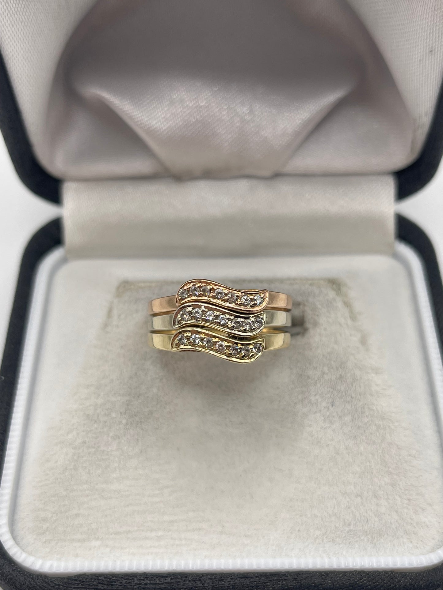 14ct tri gold cz ring