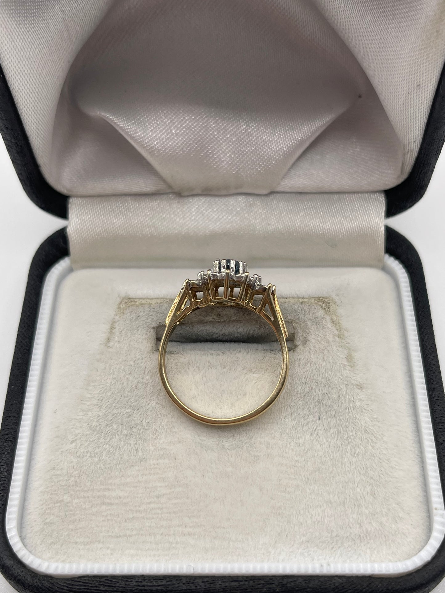 9ct gold blue topaz and diamond ring