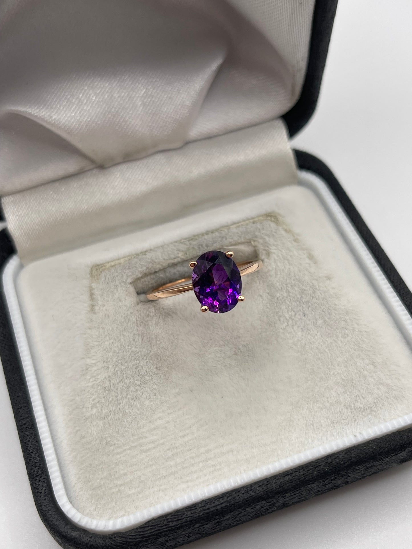 9ct rose gold amethyst ring
