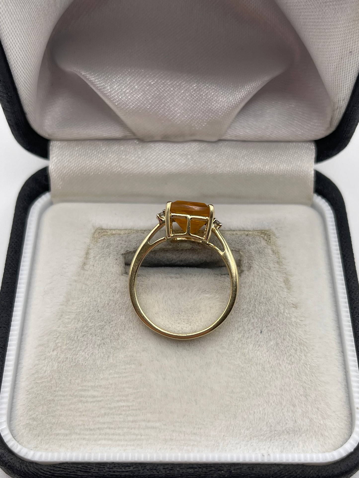9ct gold fire opal and zircon ring