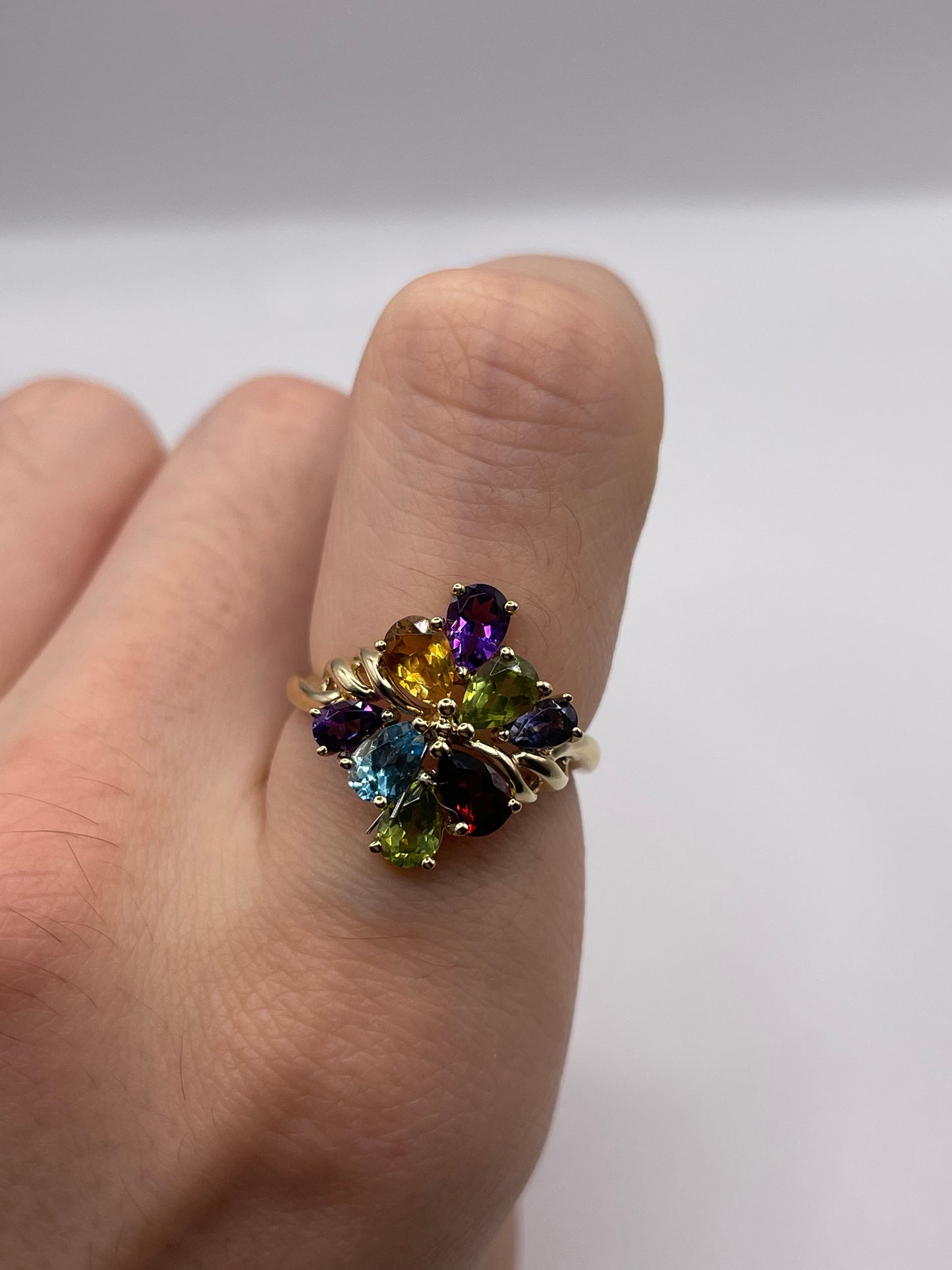 9ct gold multi gemstone ring