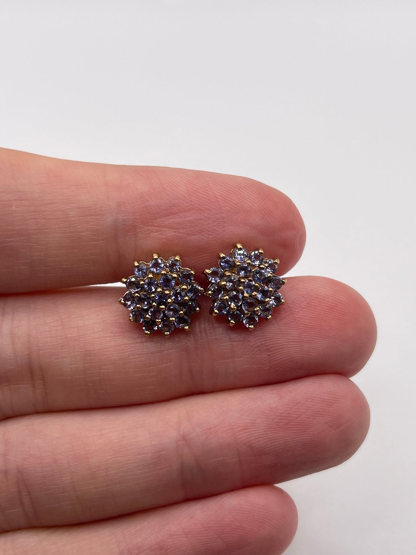 9ct gold tanzanite cluster earrings