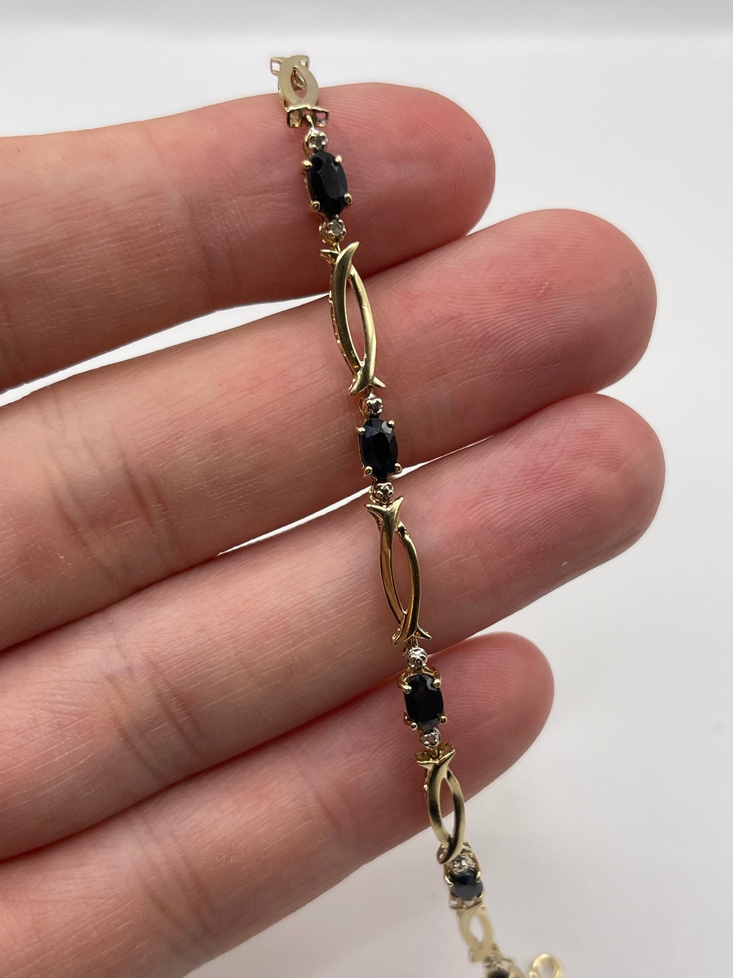 9ct gold sapphire and diamond bracelet