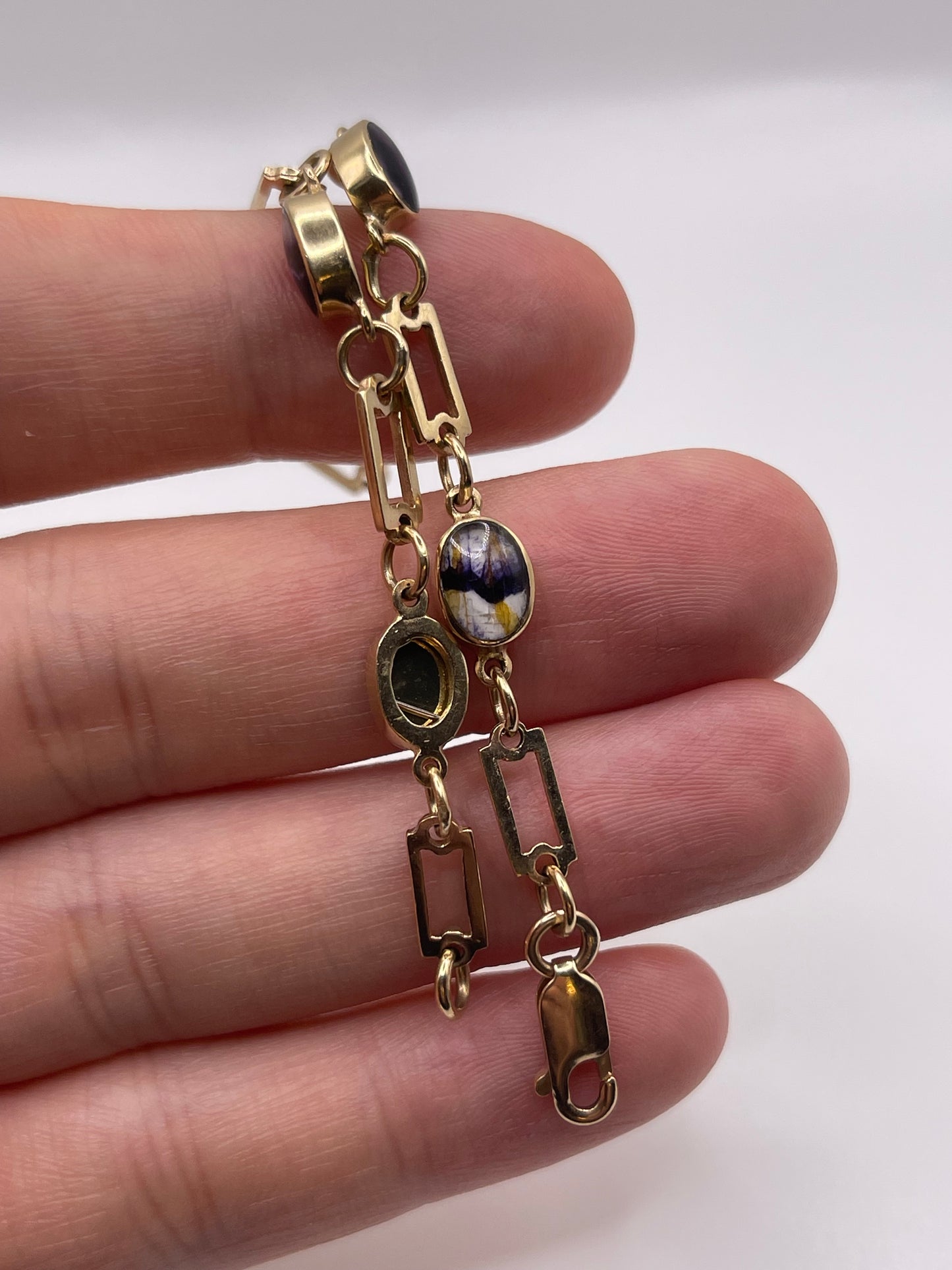 9ct gold blue John bracelet