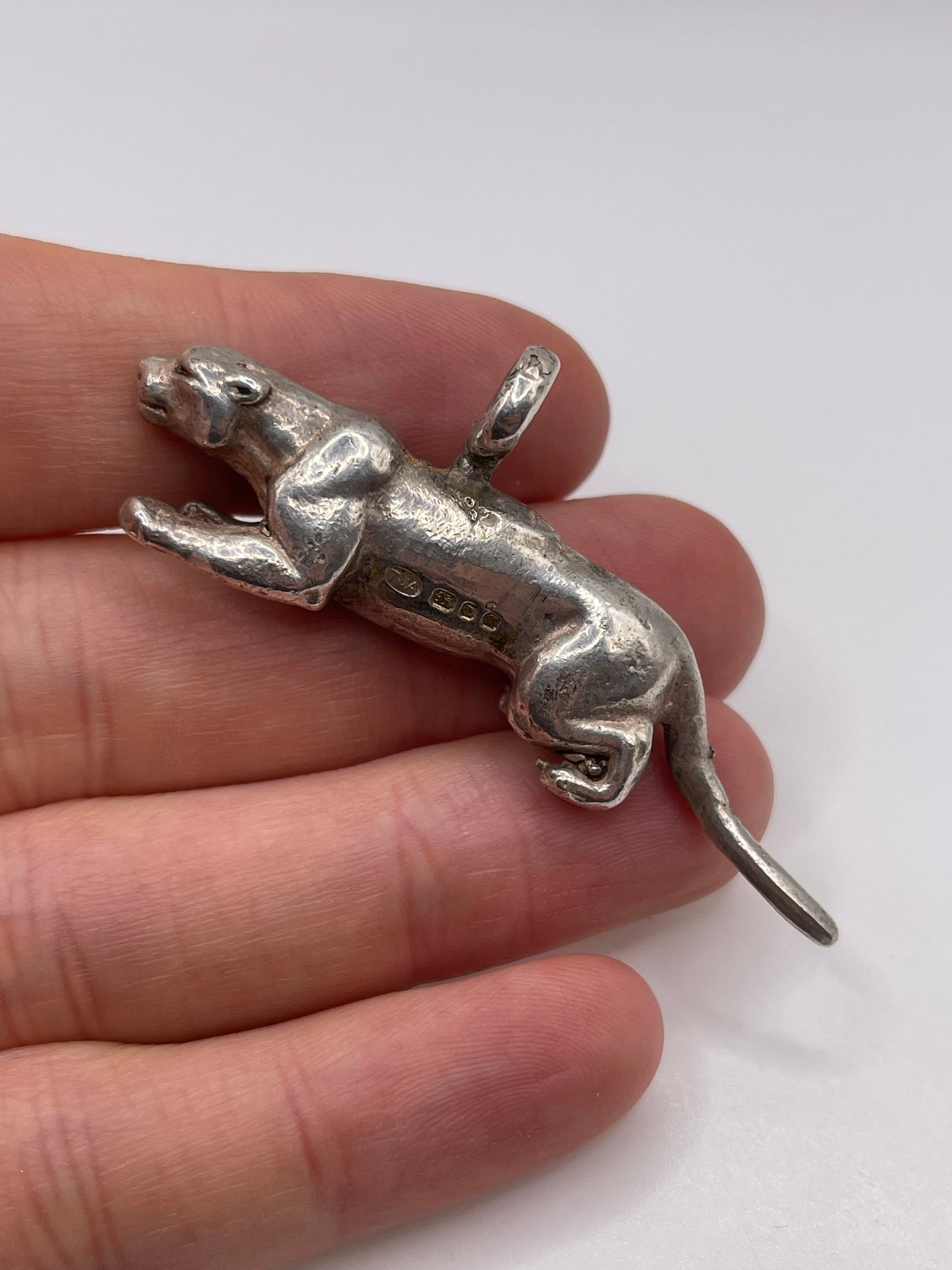Heavy silver panther pendant