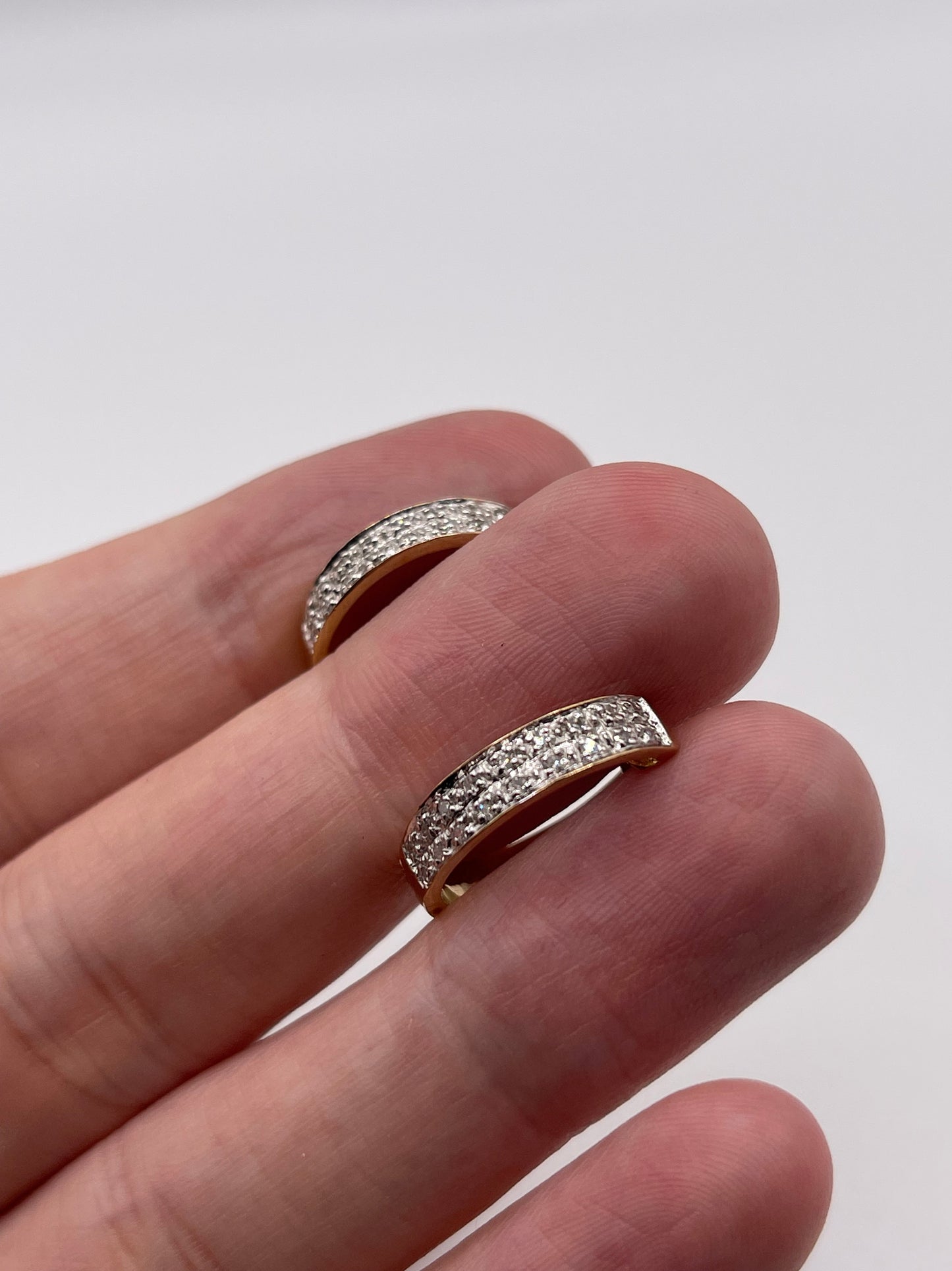 9ct gold diamond creole earrings
