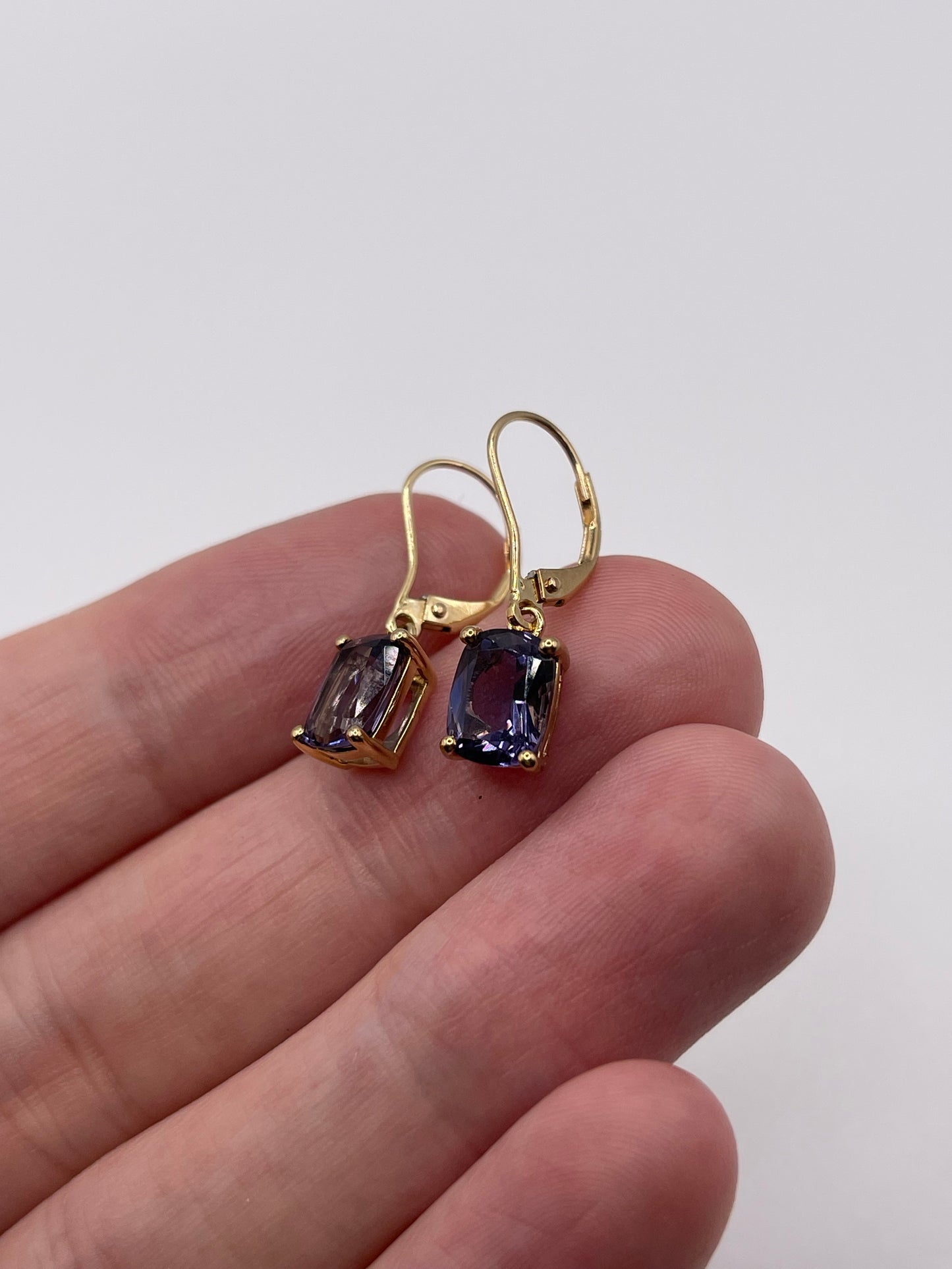 9ct gold blueberry quartz earrings