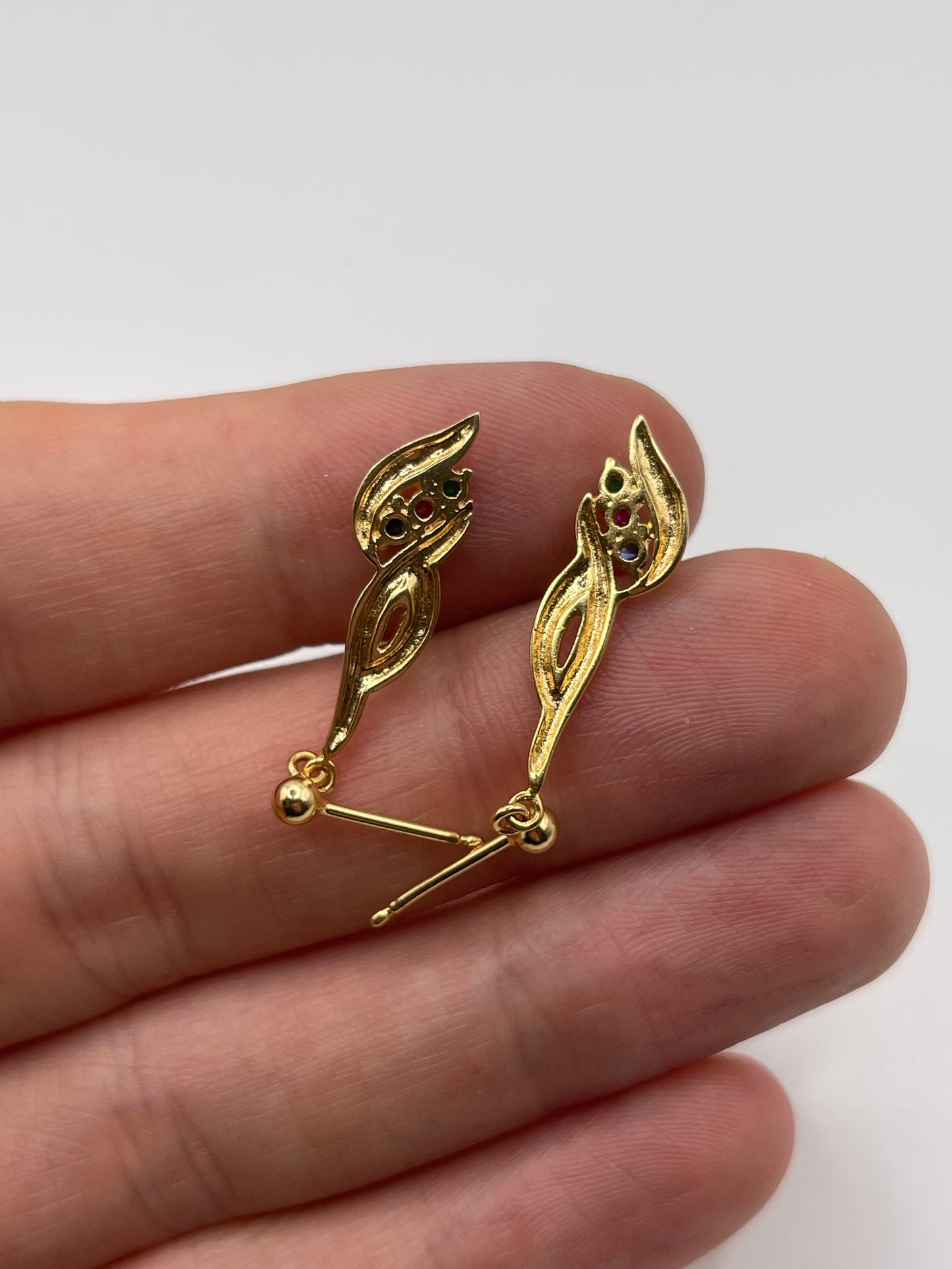 9ct gold ruby, sapphire, emerald and diamond earrings