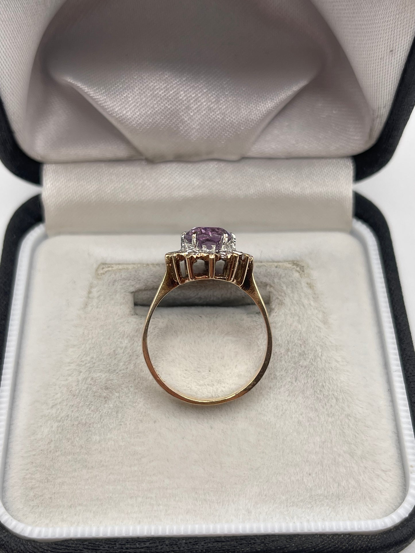 9ct gold amethyst and diamond ring