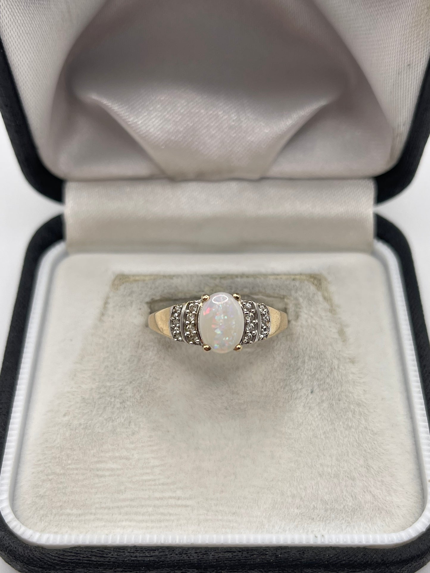 9ct gold opal and zircon ring