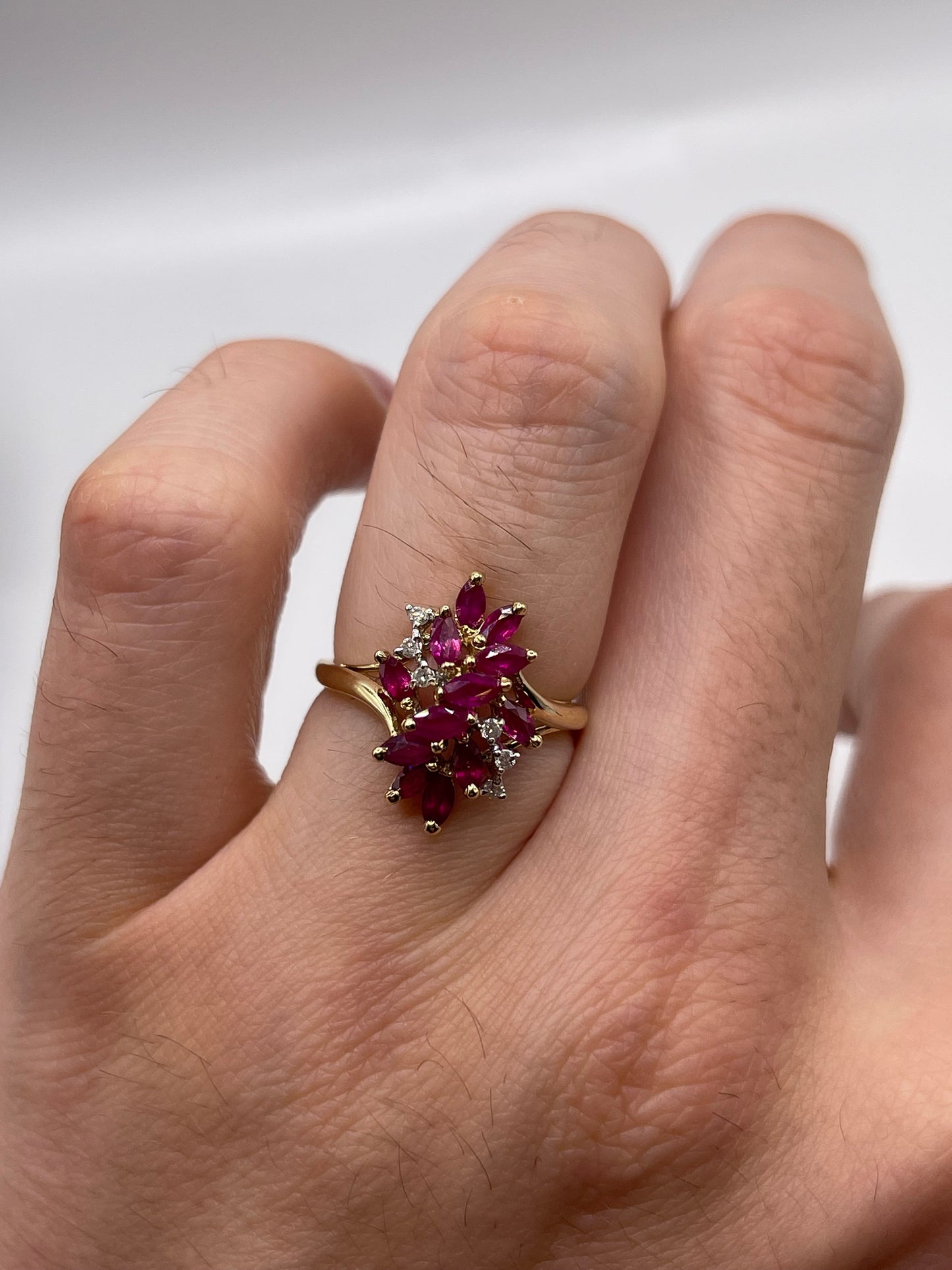 9ct gold ruby and diamond ring