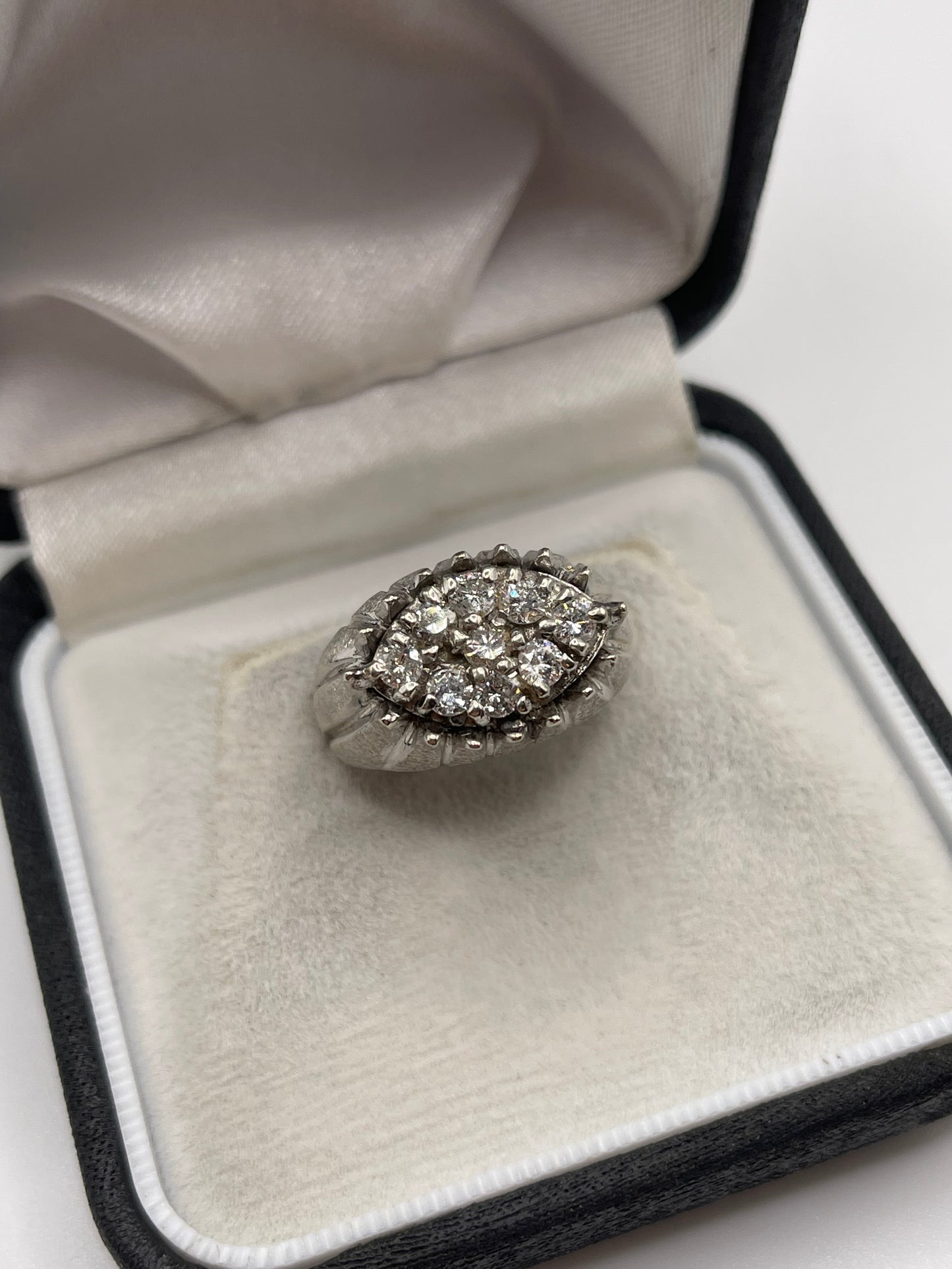 14ct white gold diamond cluster ring