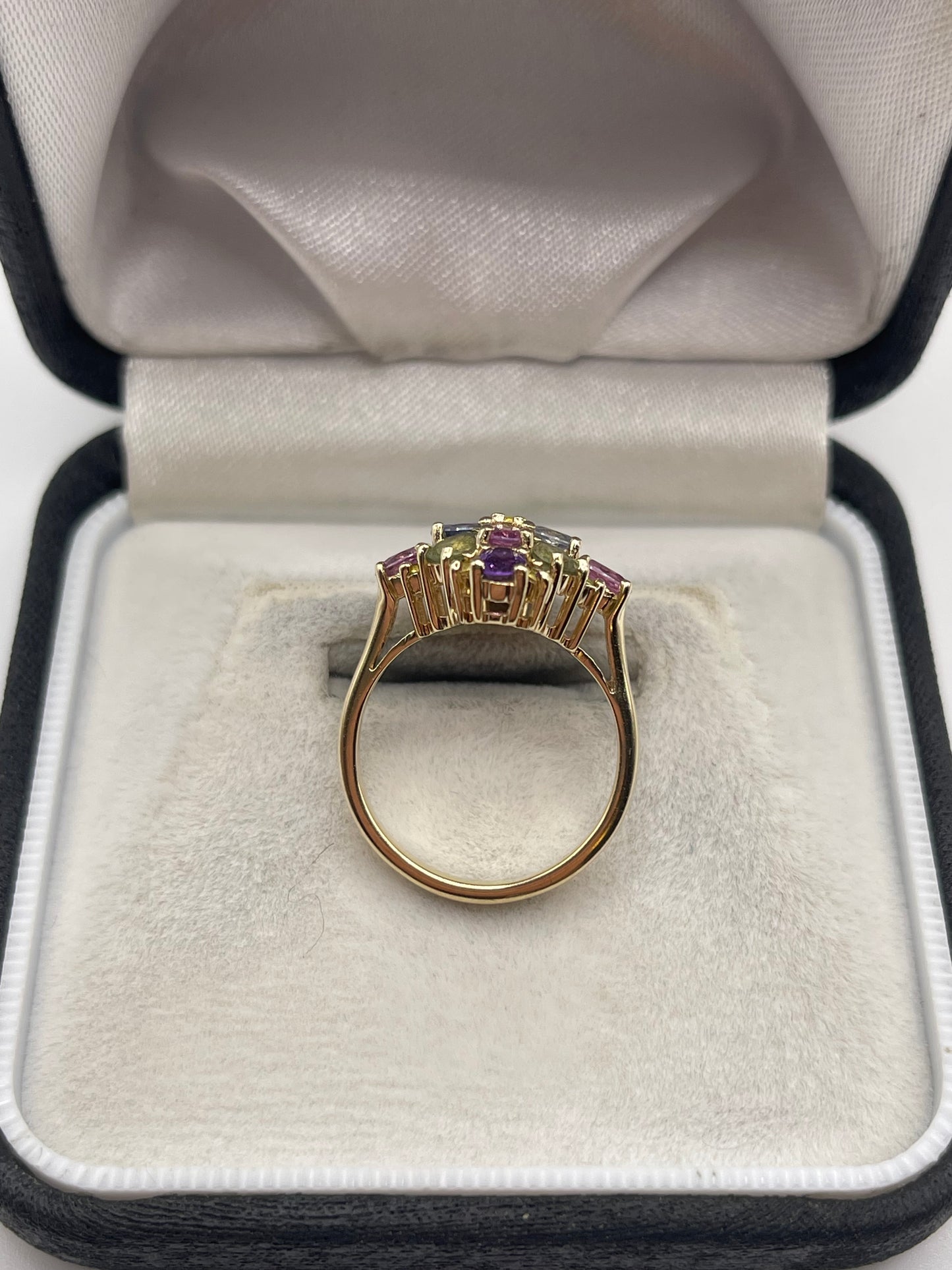 9ct gold multi coloured sapphire ring