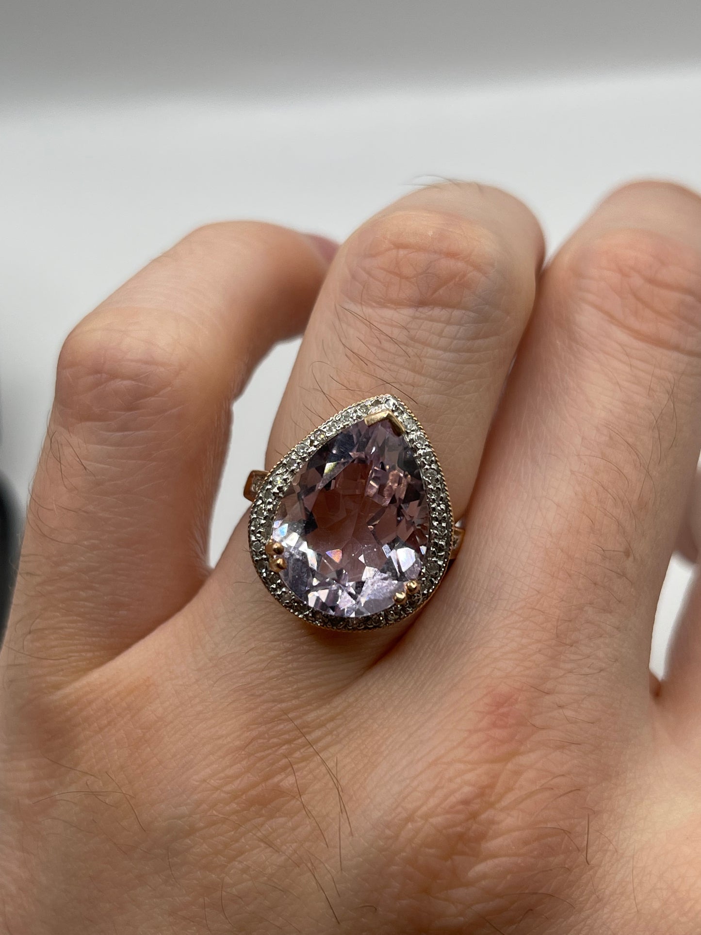 14ct rose gold amethyst and diamond ring