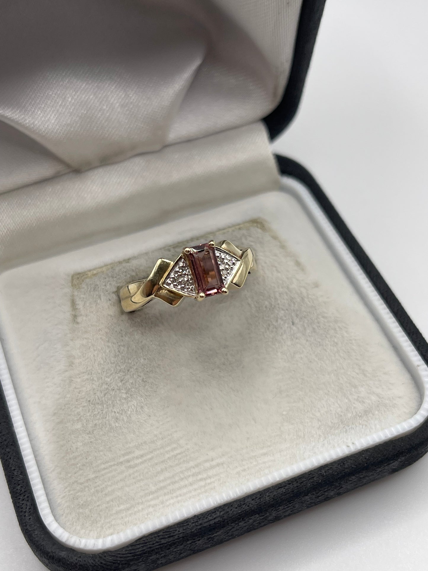 9ct gold tourmaline and diamond ring