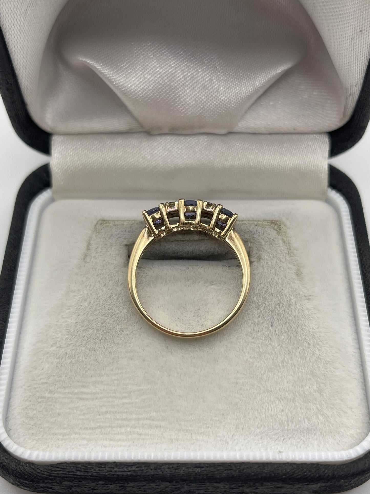 9ct gold tanzanite and zircon ring
