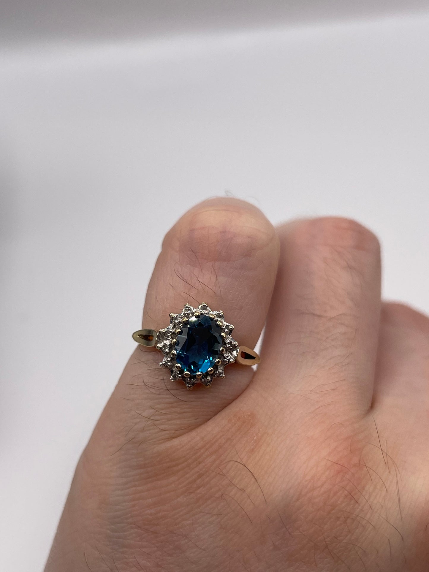 9ct gold blue topaz and diamond ring