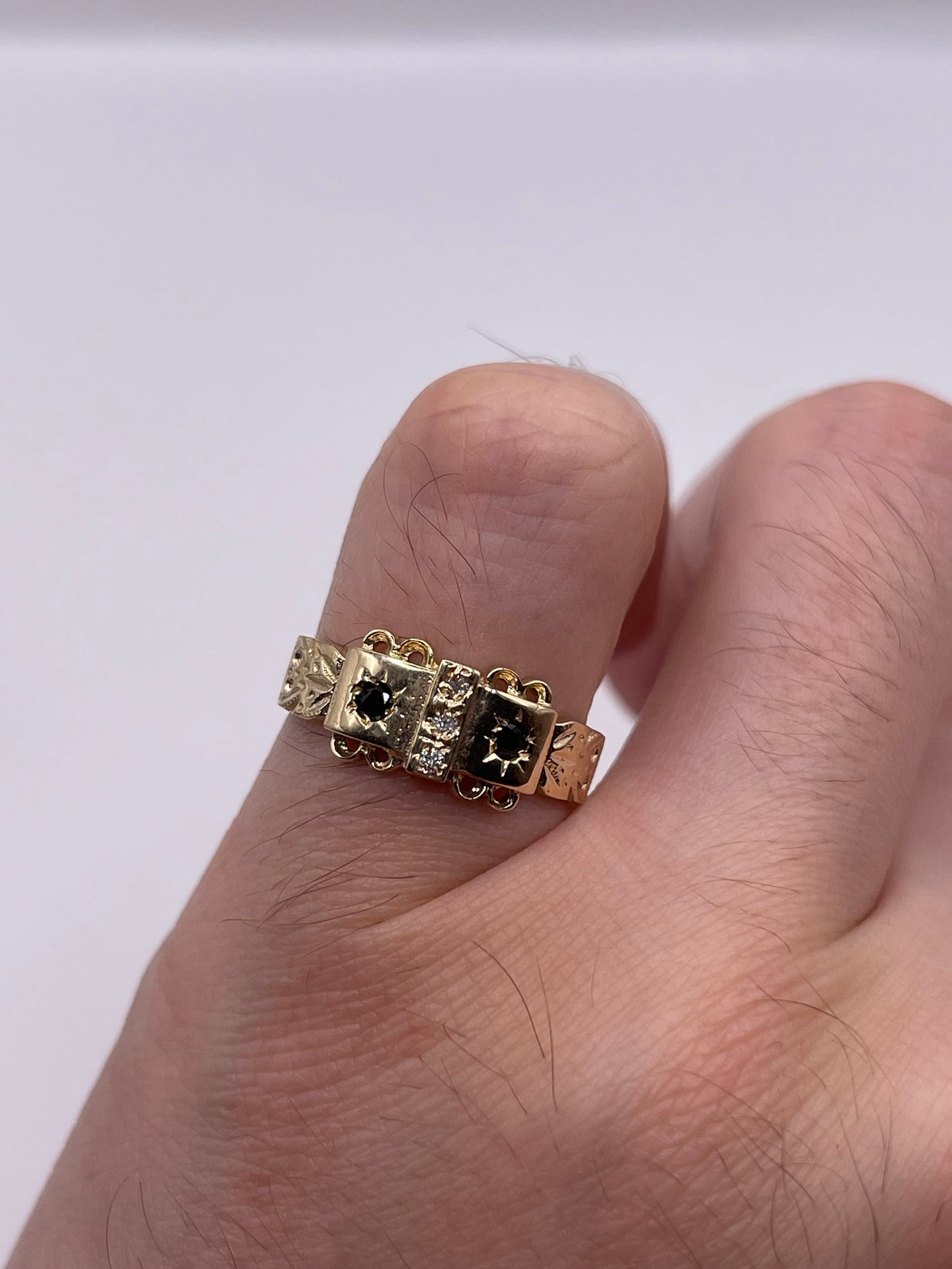 9ct gold sapphire and diamond gypsy ring