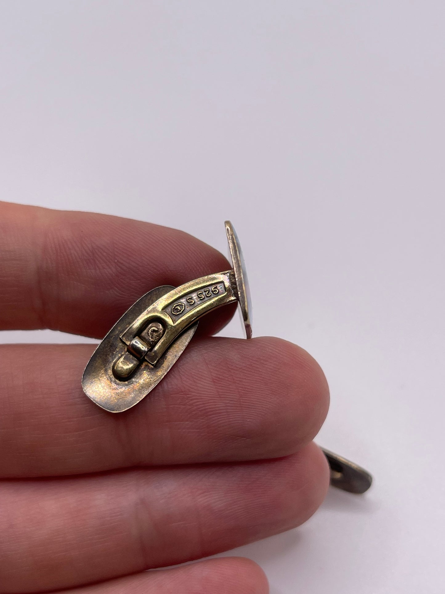Silver enamel cufflinks