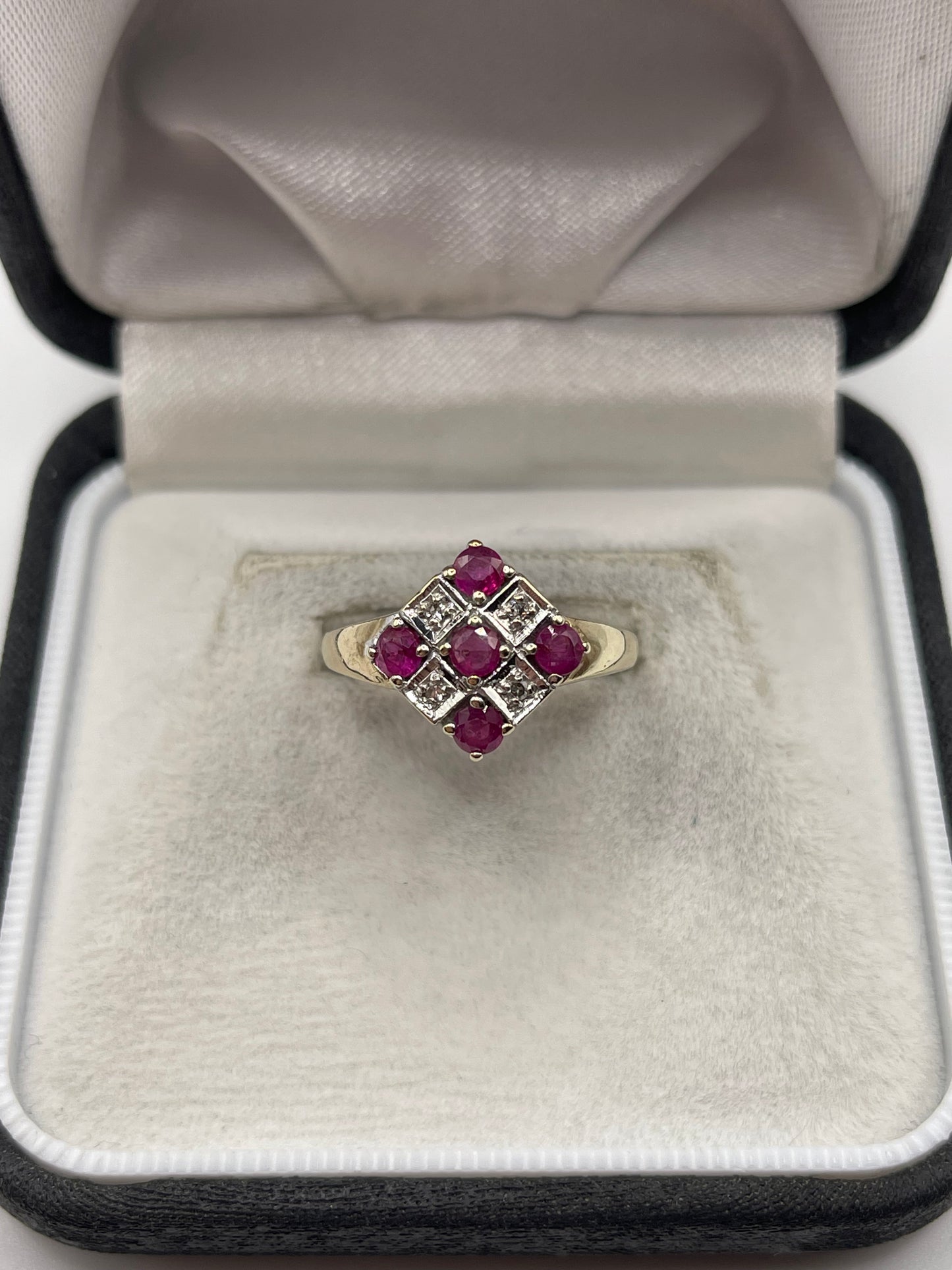 9ct gold ruby and diamond ring