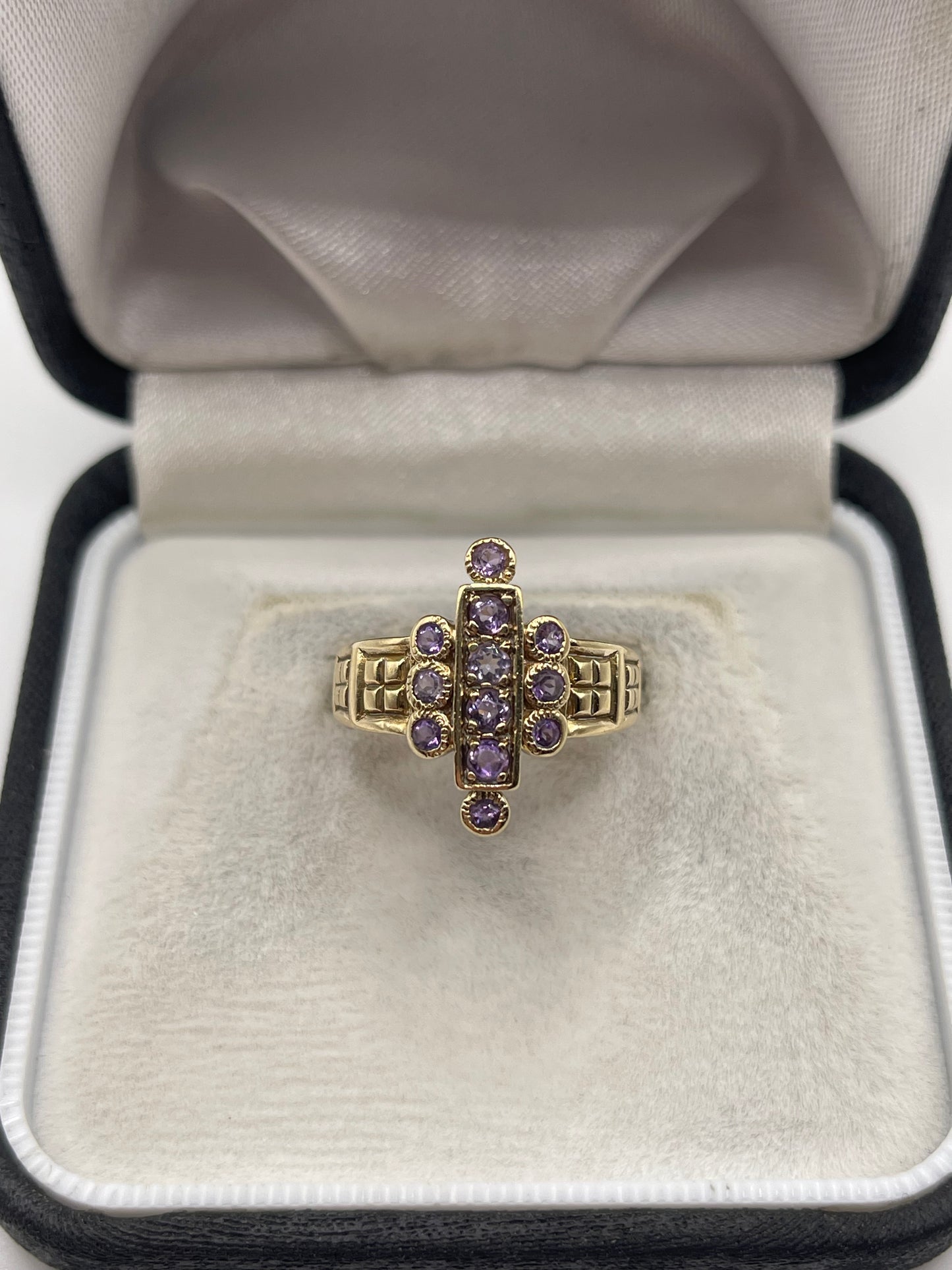9ct gold amethyst cluster ring