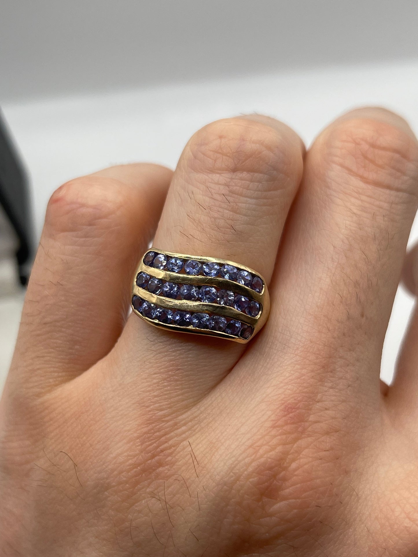 9ct gold tanzanite cluster ring