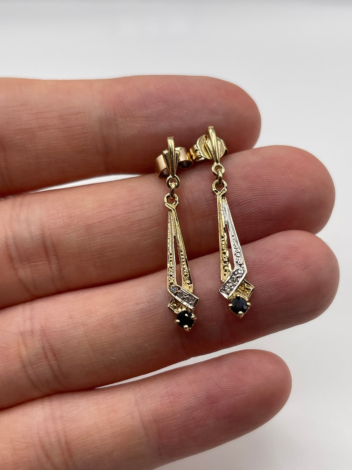 9ct gold sapphire and diamond earrings