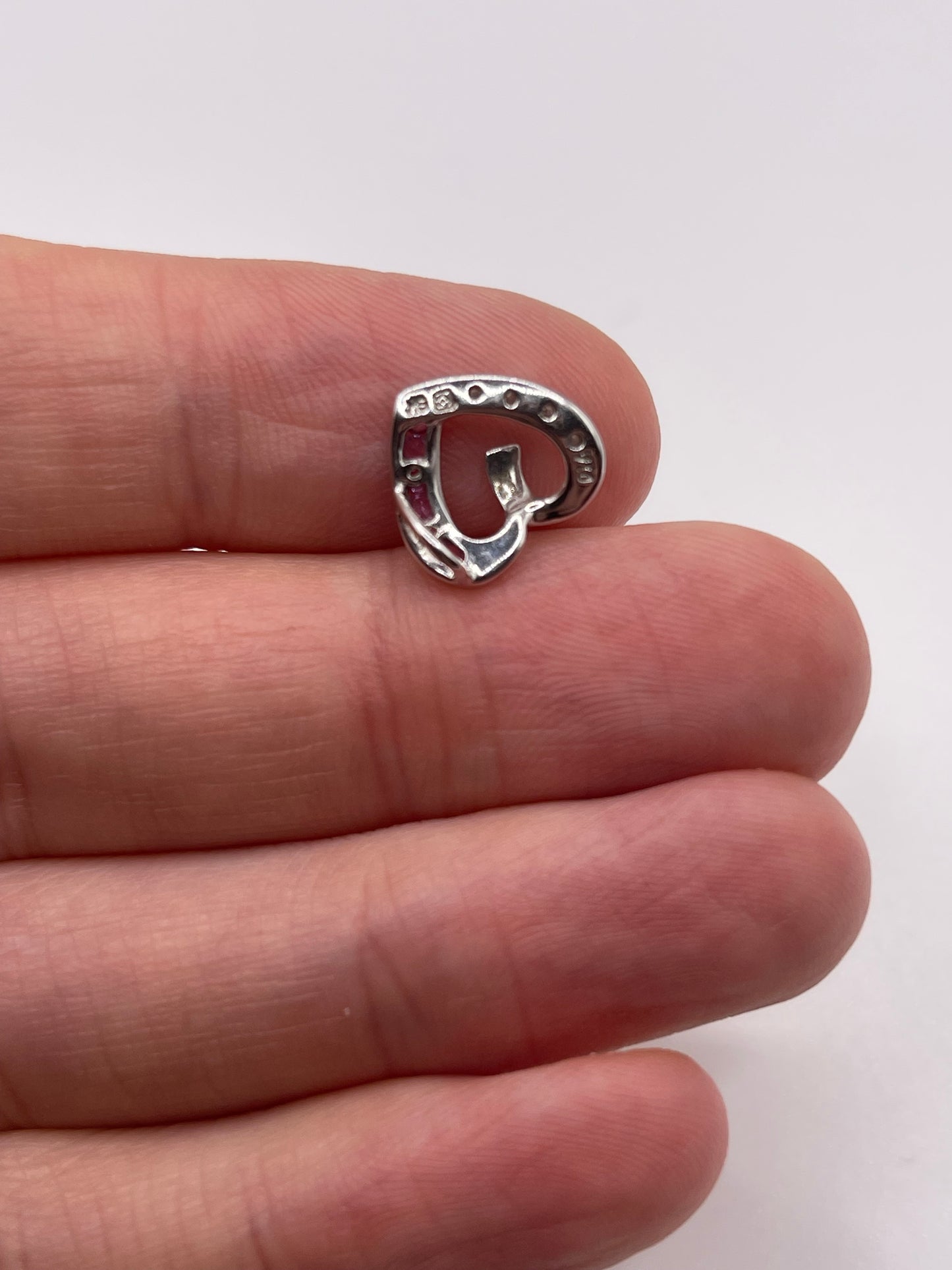 9ct white gold pink sapphire and diamond pendant